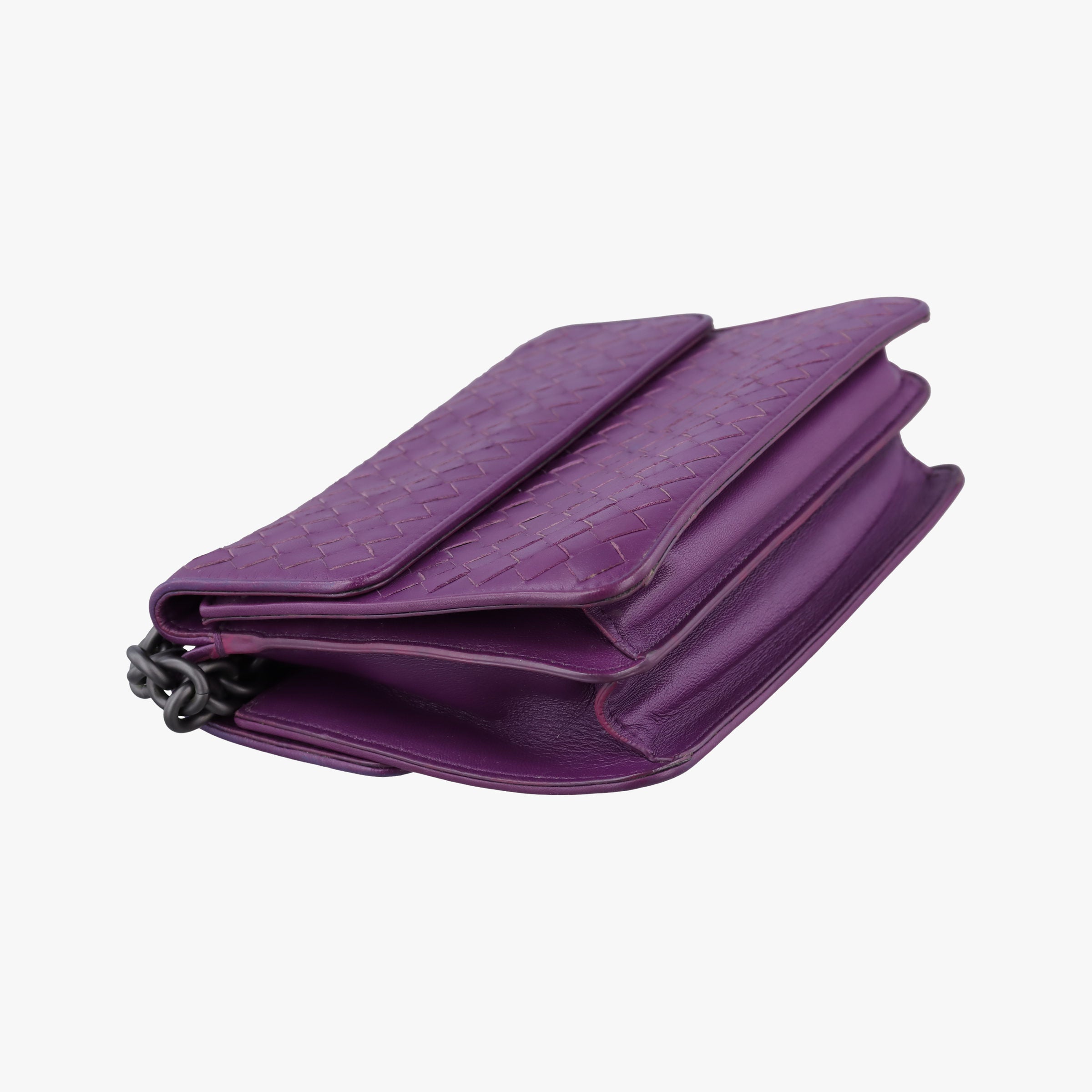 Pre-owned Bottega Veneta Intrecciato Olimpia Purple lambskin  shoulderbag | stylenewstar