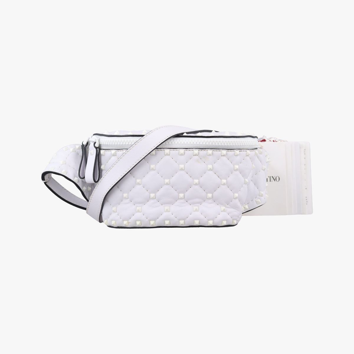 Pre-owned Valentino Rockstud White Leather  bum bag/waist bag | stylenewstar