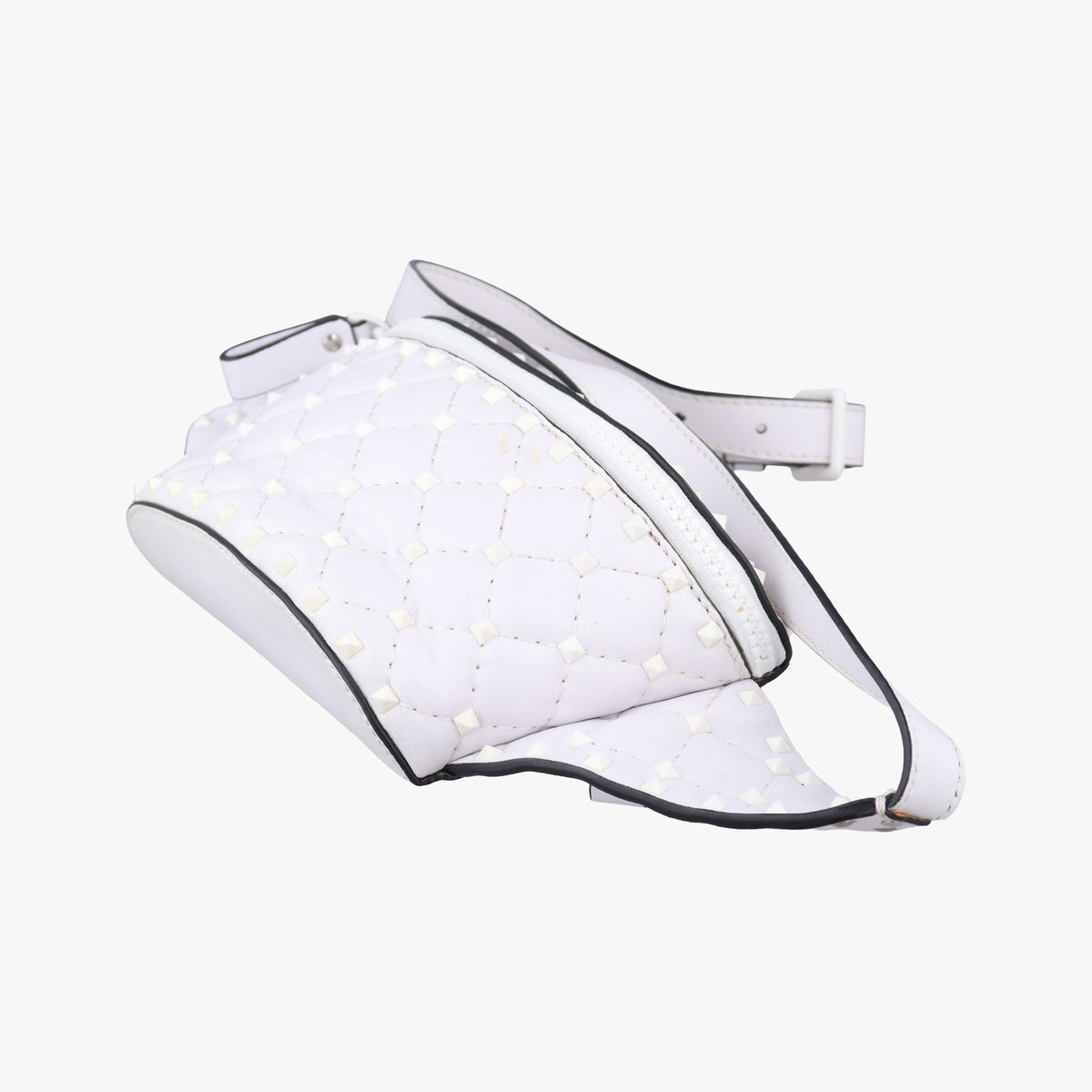 Pre-owned Valentino Rockstud White Leather  bum bag/waist bag | stylenewstar
