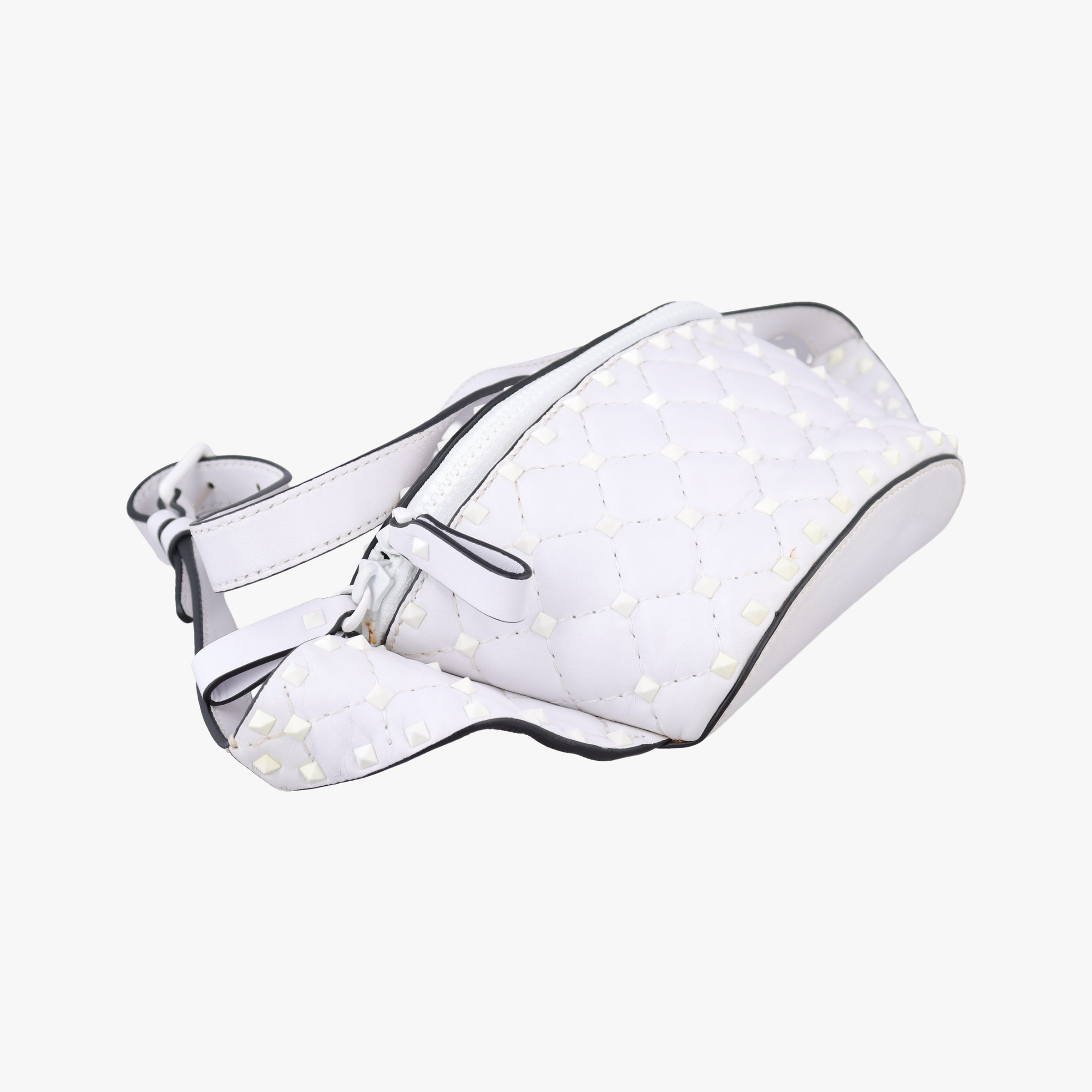 Pre-owned Valentino Rockstud White Leather  bum bag/waist bag | stylenewstar