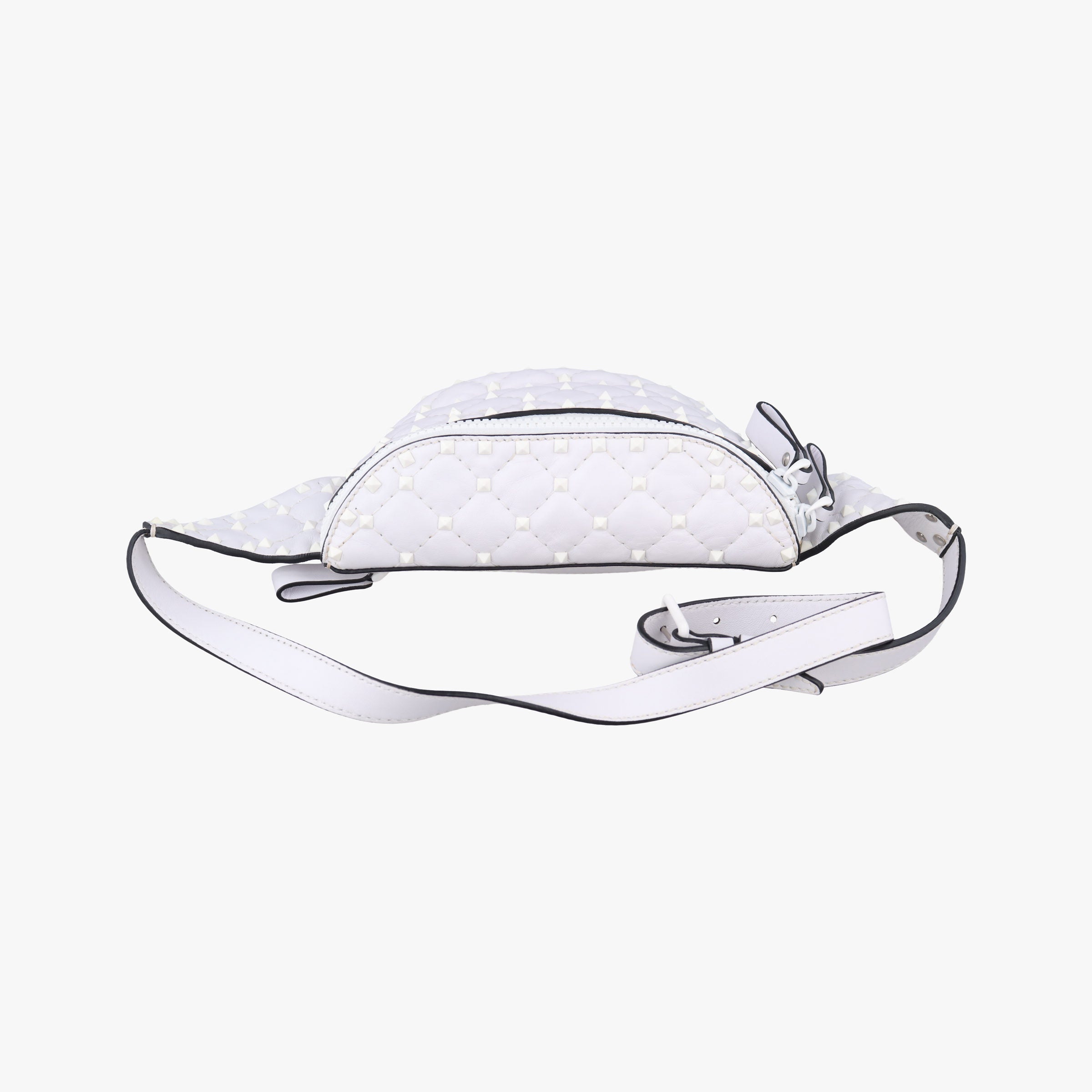 Pre-owned Valentino Rockstud White Leather  bum bag/waist bag | stylenewstar