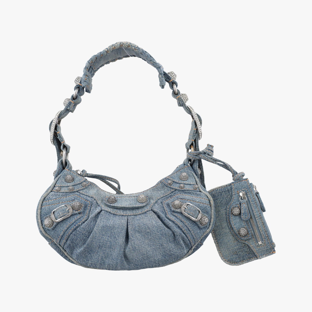 Pre-owned Balenciaga Le Cagole Blue denim  shoulderbag | stylenewstar