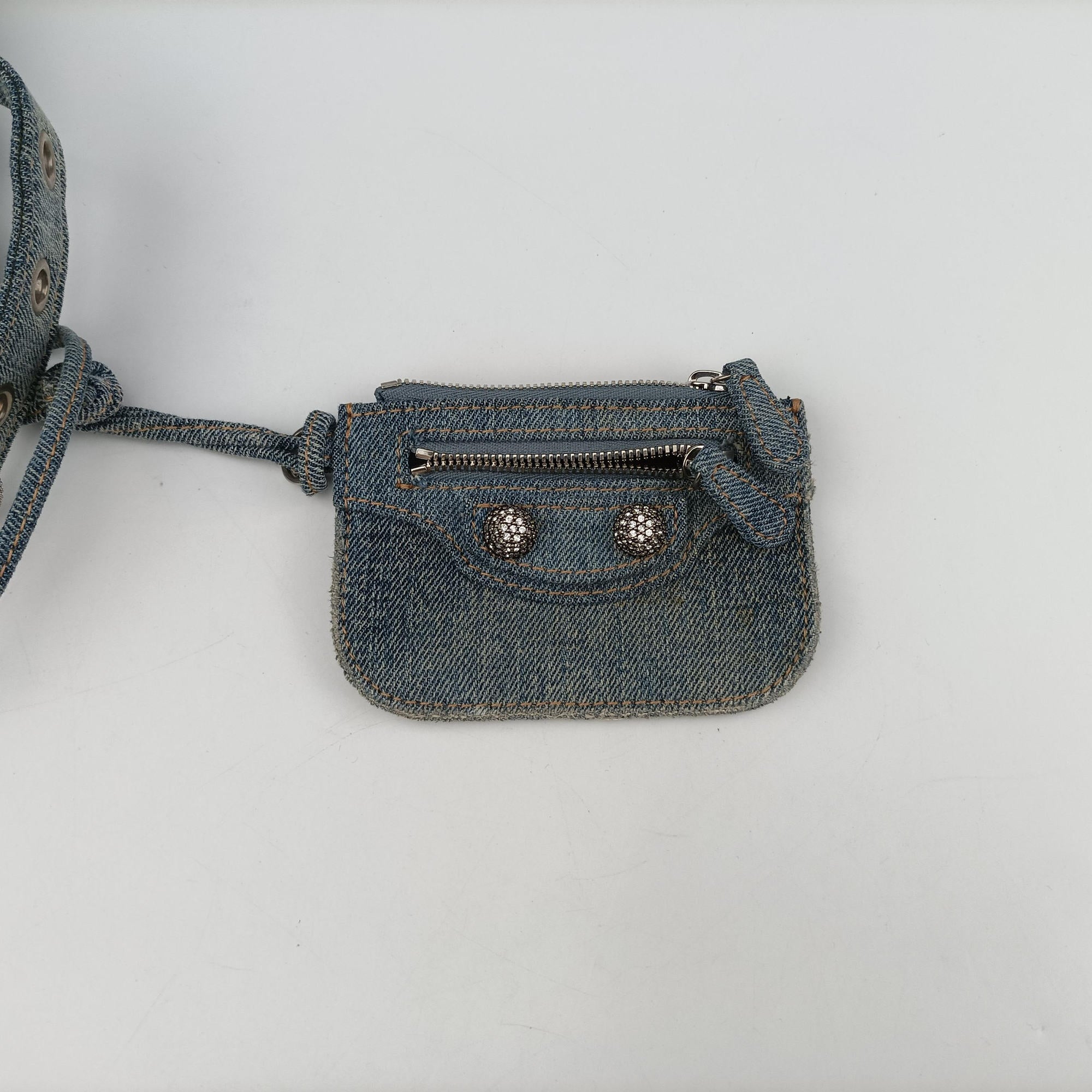 Pre-owned Balenciaga Le Cagole Blue denim  shoulderbag | stylenewstar