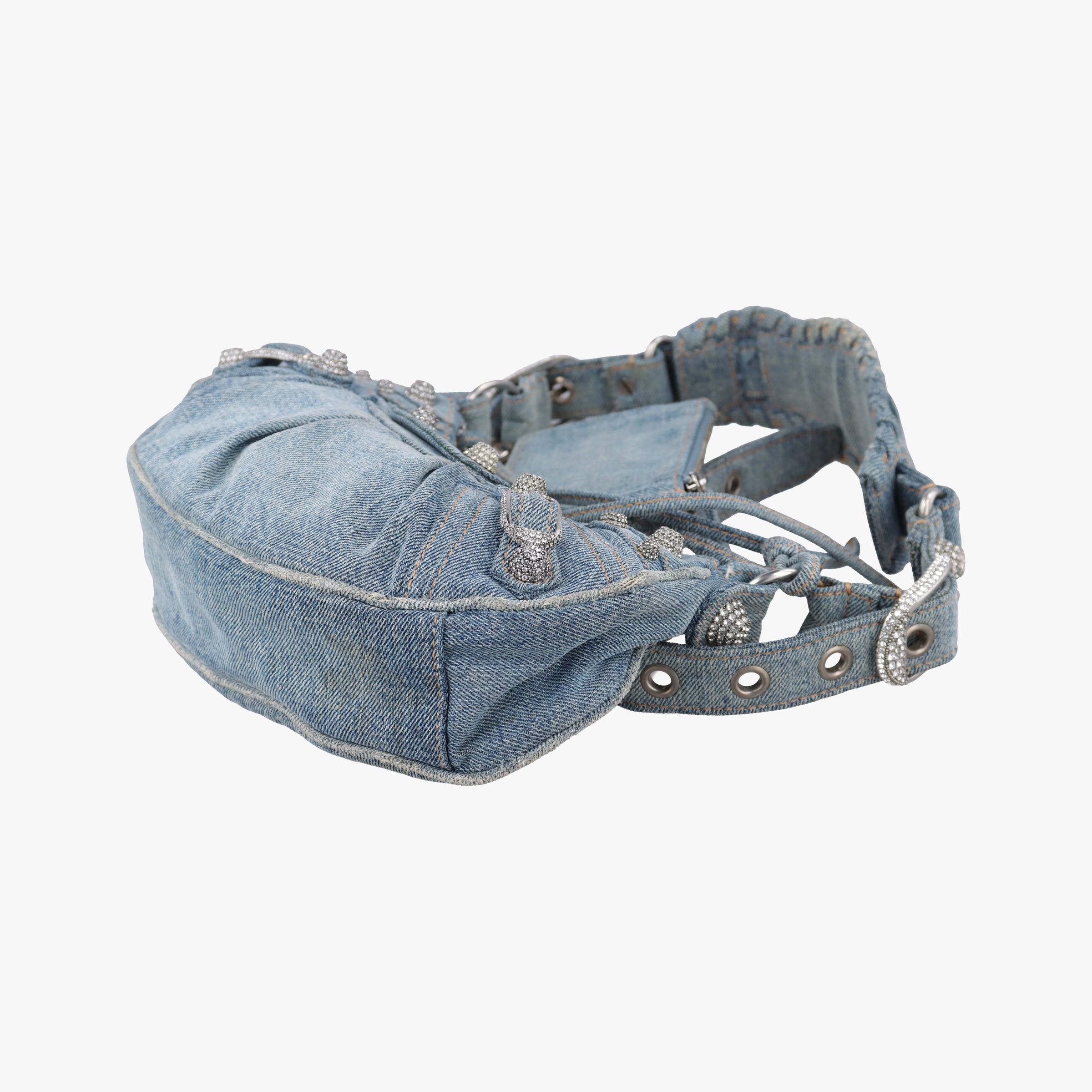 Pre-owned Balenciaga Le Cagole Blue denim  shoulderbag | stylenewstar