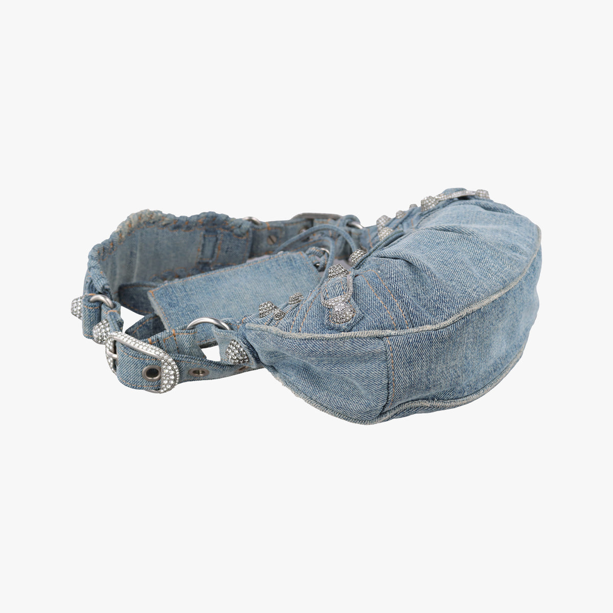 Pre-owned Balenciaga Le Cagole Blue denim  shoulderbag | stylenewstar