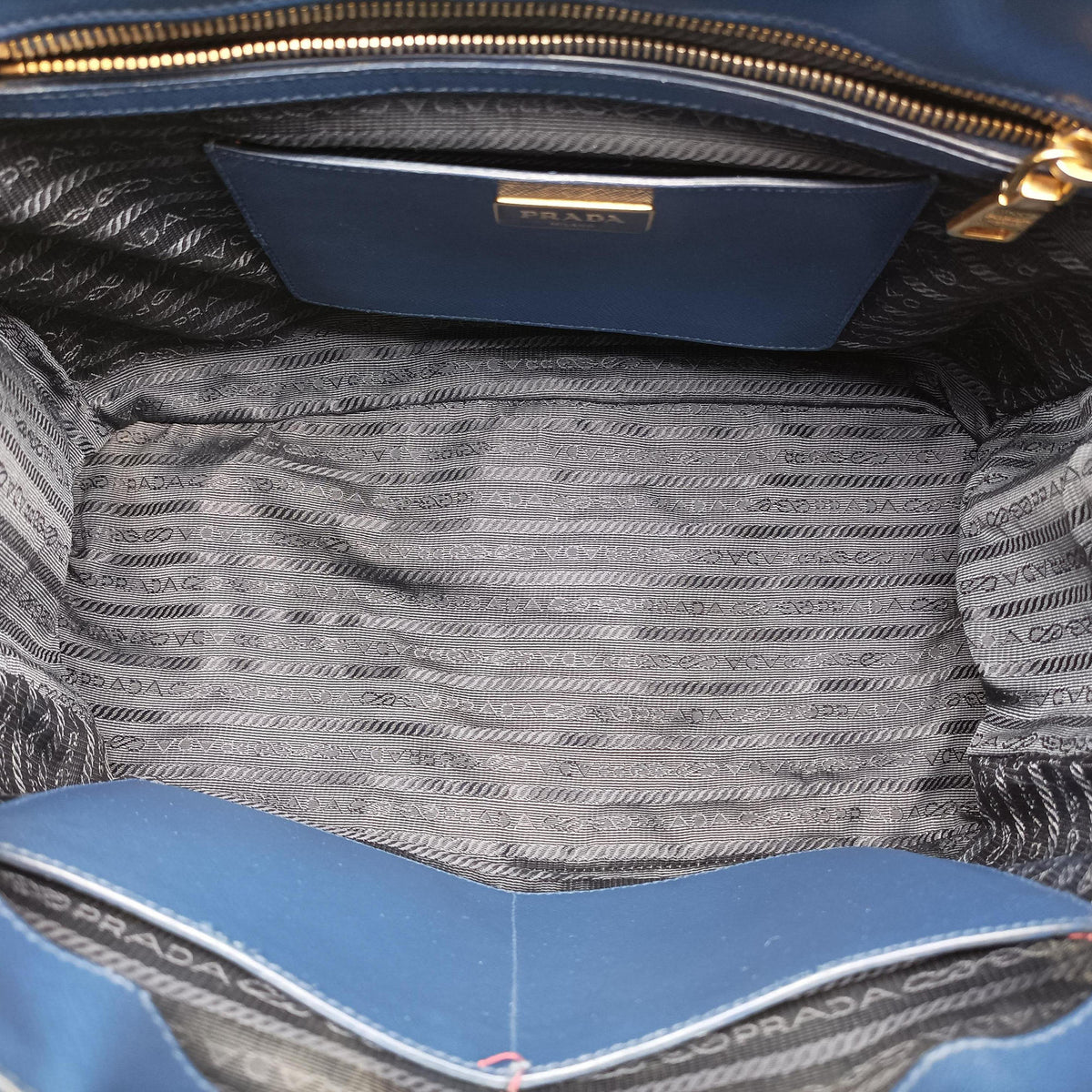 Pre-owned Prada Galleria Blue SAFFIANO Leather BN2274 shoulderbag | stylenewstar