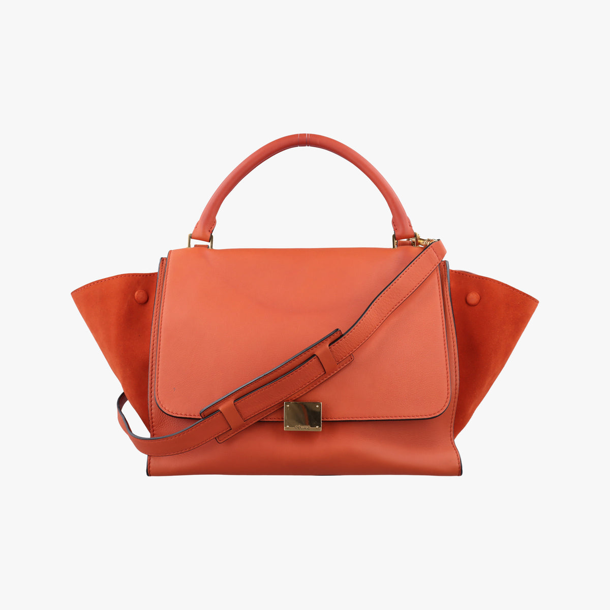 Secondhand Celine Trapeze Small Orange Suede×leather  shoulderbag | stylenewstar