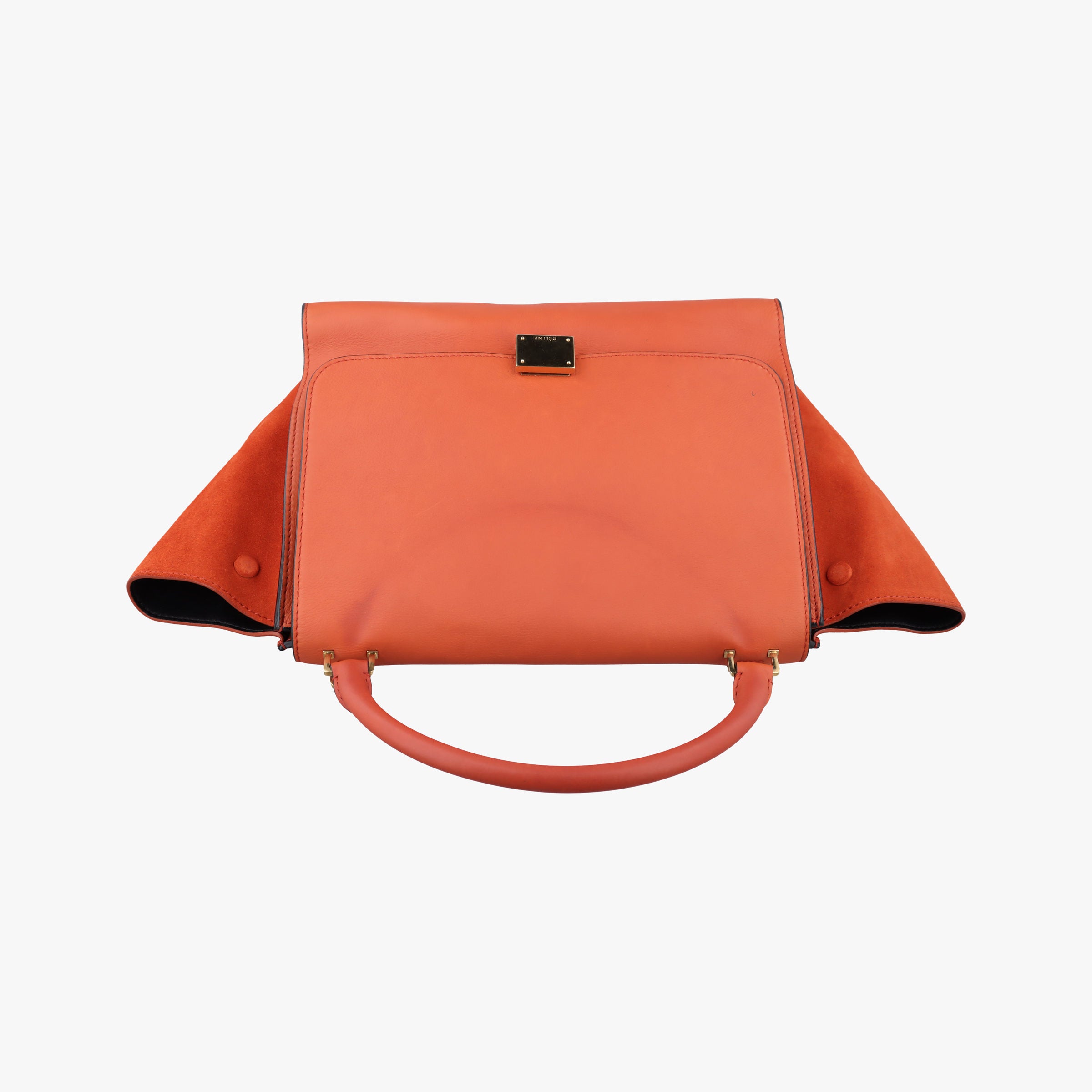 Secondhand Celine Trapeze Small Orange Suede×leather  shoulderbag | stylenewstar