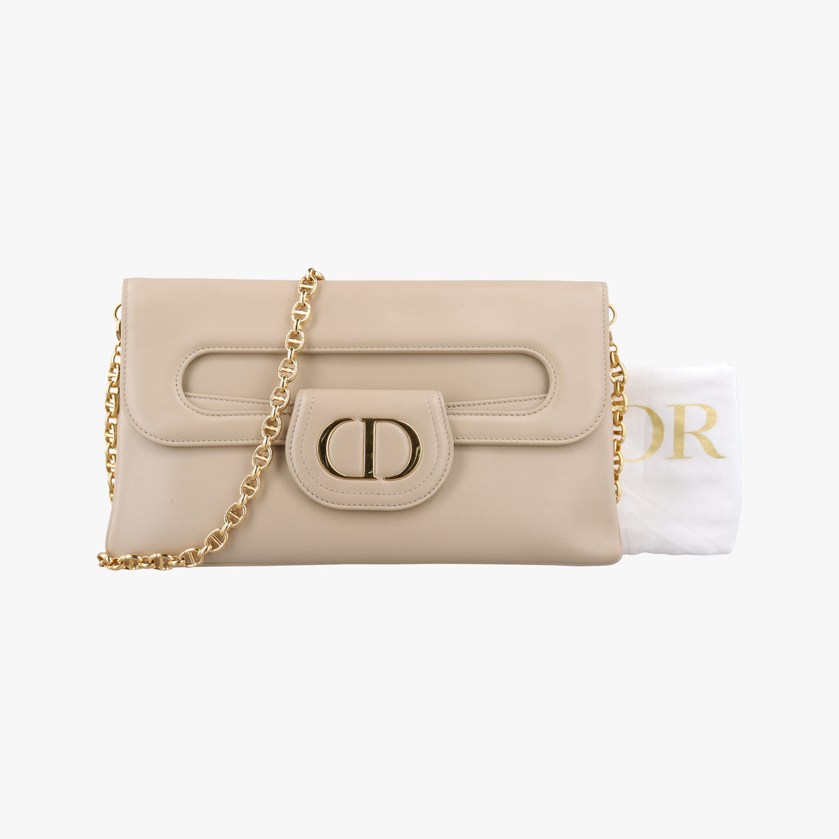 Pre-owned Christian Dior Diordouble Beige Leather  shoulderbag | stylenewstar