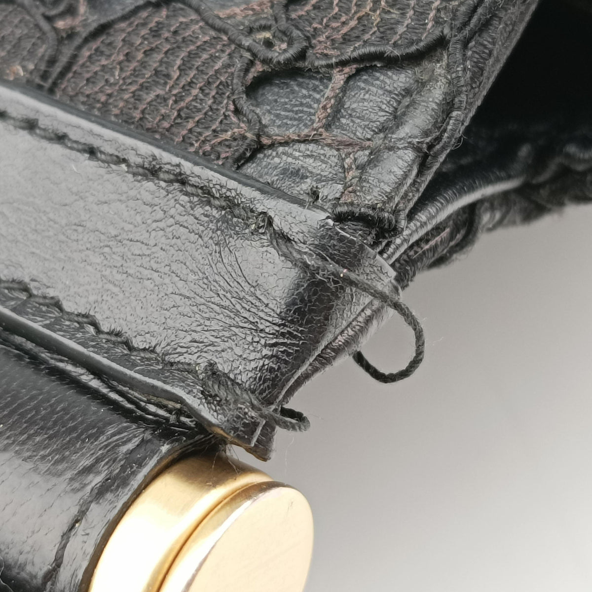 Pre-owned Dolce & Gabbana SICILY Black Leather×Crochet  shoulderbag | stylenewstar