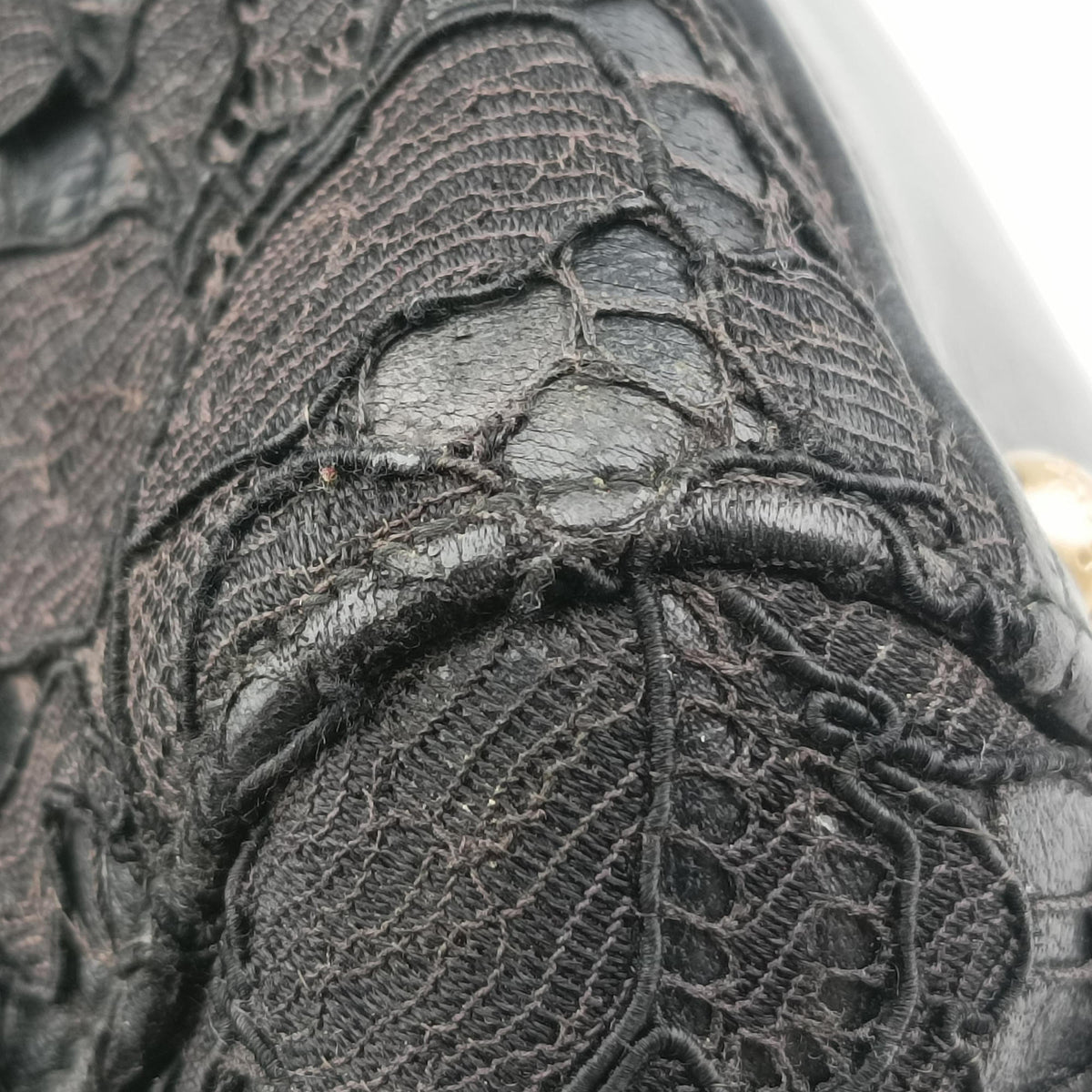 Pre-owned Dolce & Gabbana SICILY Black Leather×Crochet  shoulderbag | stylenewstar