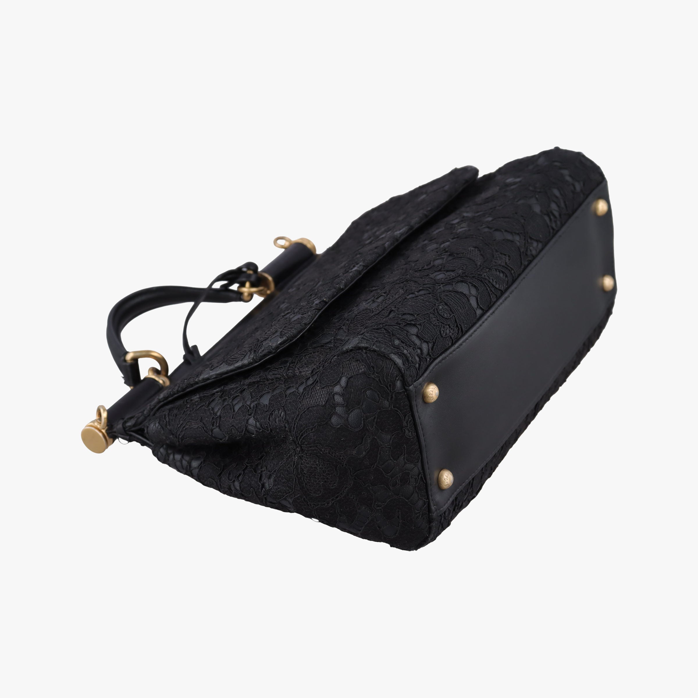 Pre-owned Dolce & Gabbana SICILY Black Leather×Crochet  shoulderbag | stylenewstar