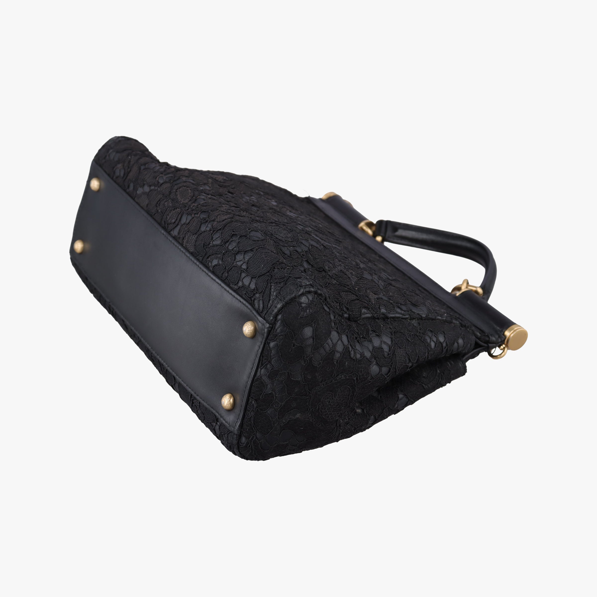 Pre-owned Dolce & Gabbana SICILY Black Leather×Crochet  shoulderbag | stylenewstar