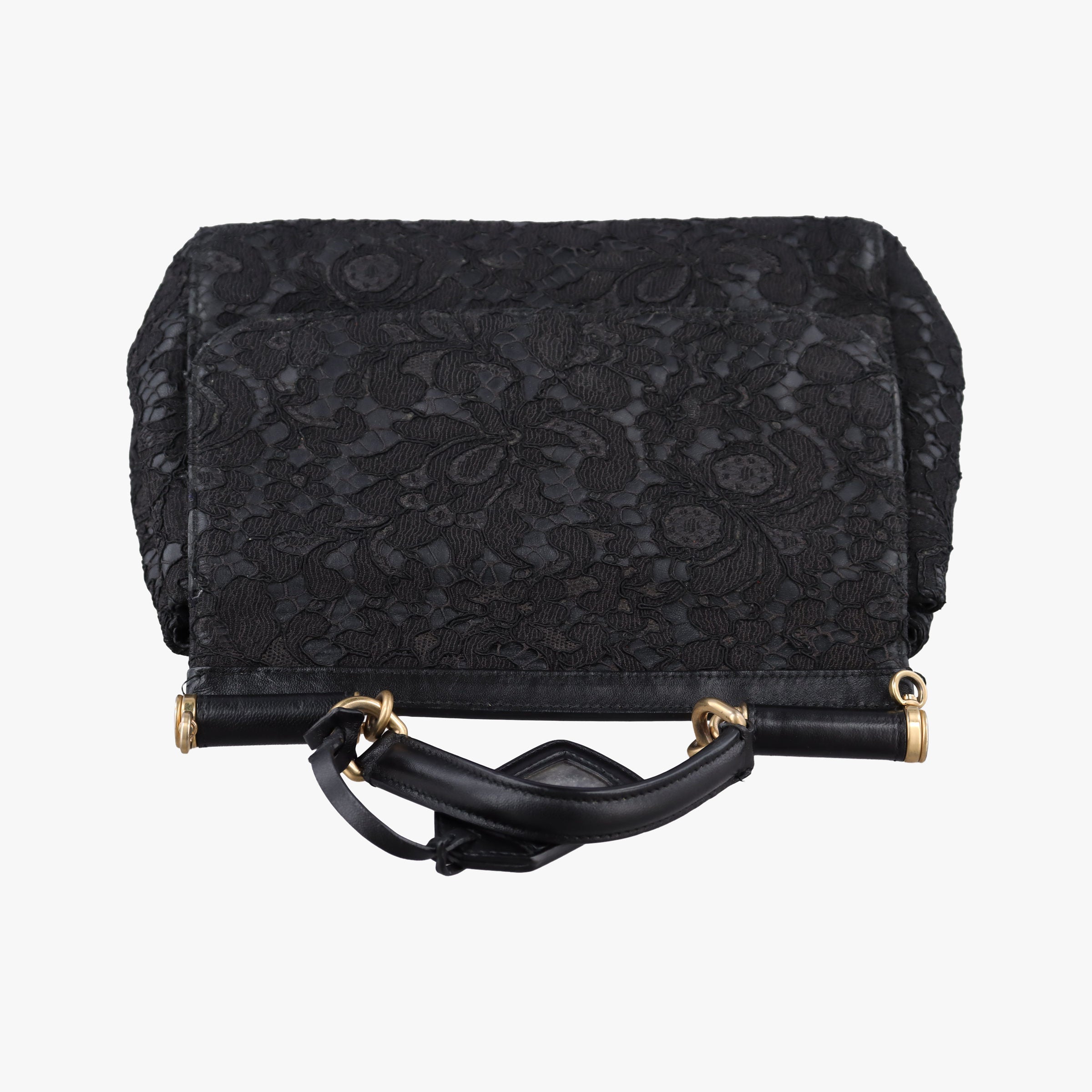 Pre-owned Dolce & Gabbana SICILY Black Leather×Crochet  shoulderbag | stylenewstar