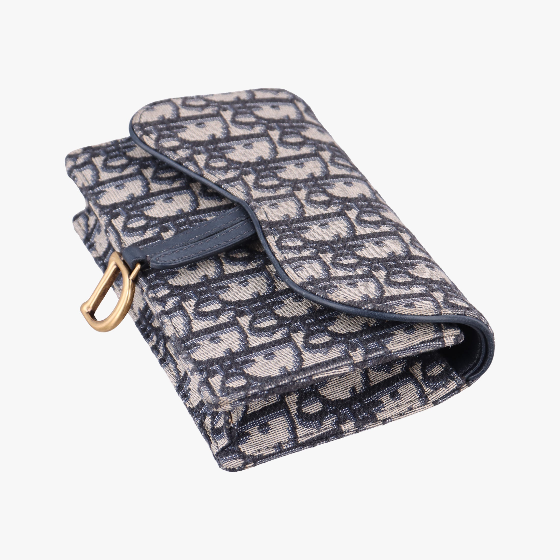 Pre-owned Christian Dior Saddle Navy×Gray jacquard  bum bag/waist bag | stylenewstar