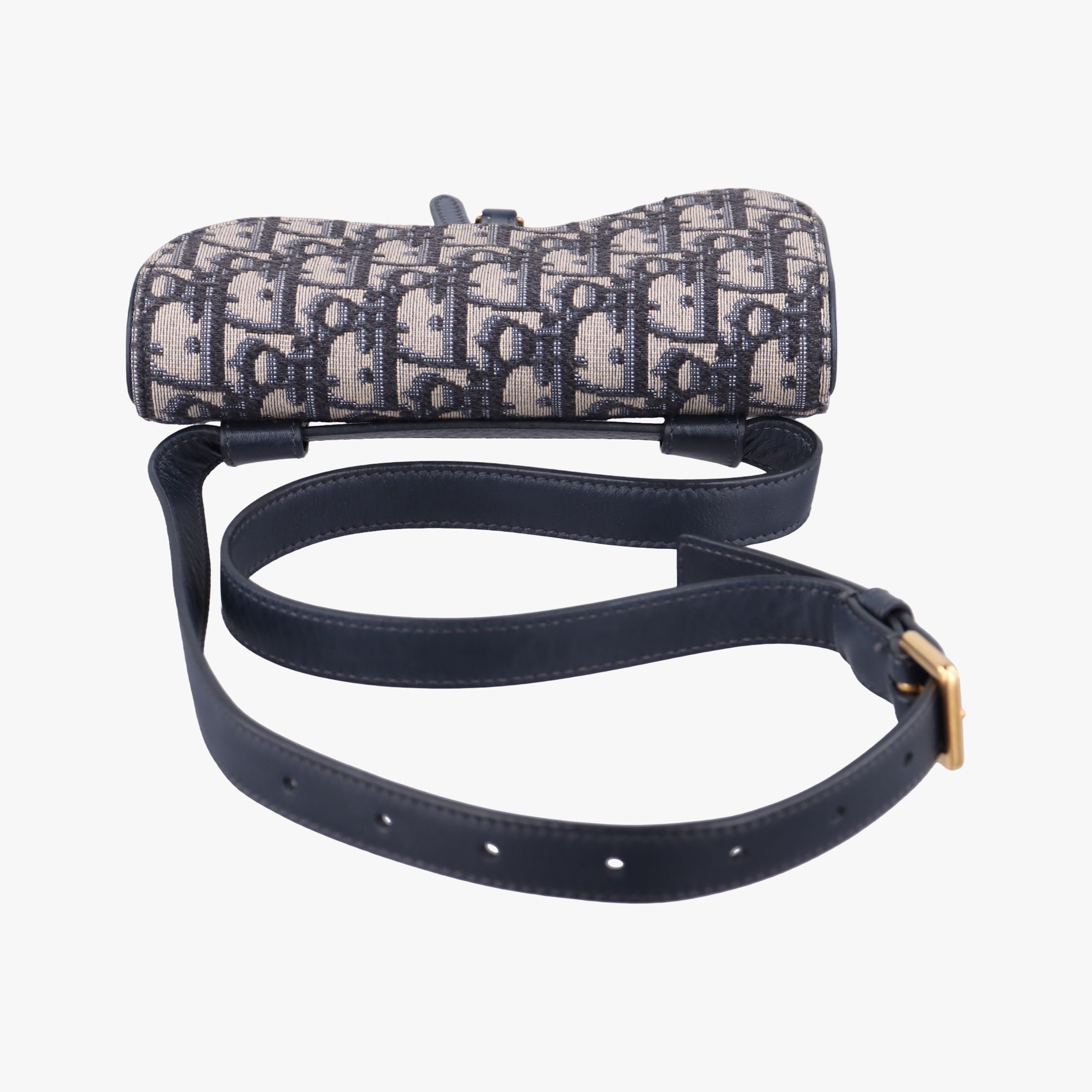 Pre-owned Christian Dior Saddle Navy×Gray jacquard  bum bag/waist bag | stylenewstar