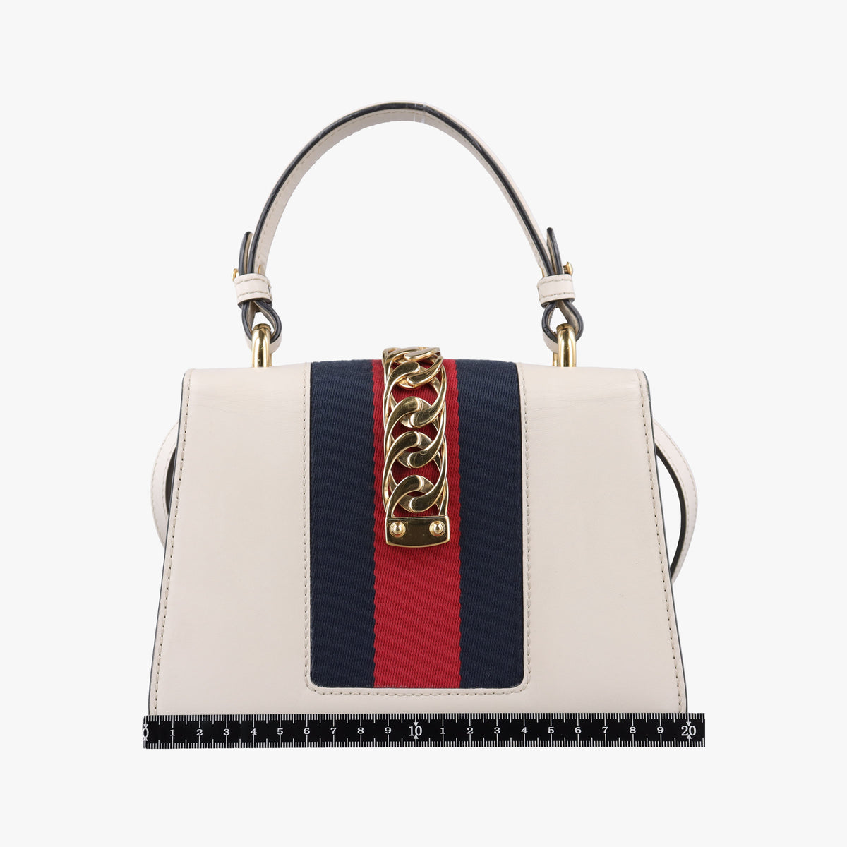 Pre-owned Gucci Sylvie Ivory×navy×red Leather 470270 shoulderbag | stylenewstar
