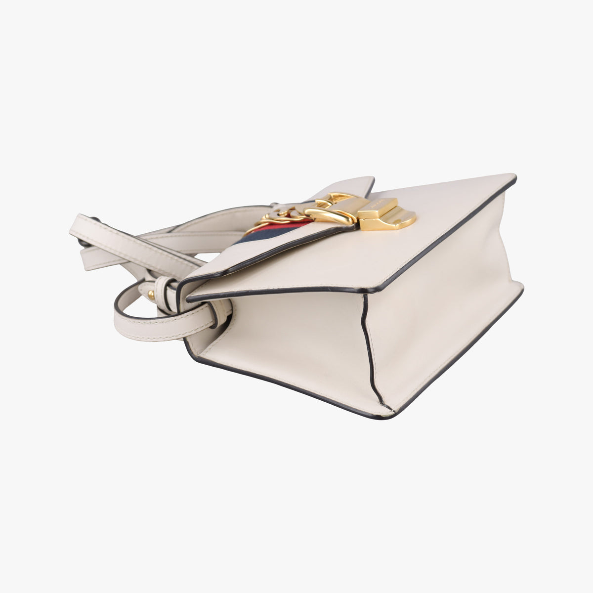 Pre-owned Gucci Sylvie Ivory×navy×red Leather 470270 shoulderbag | stylenewstar