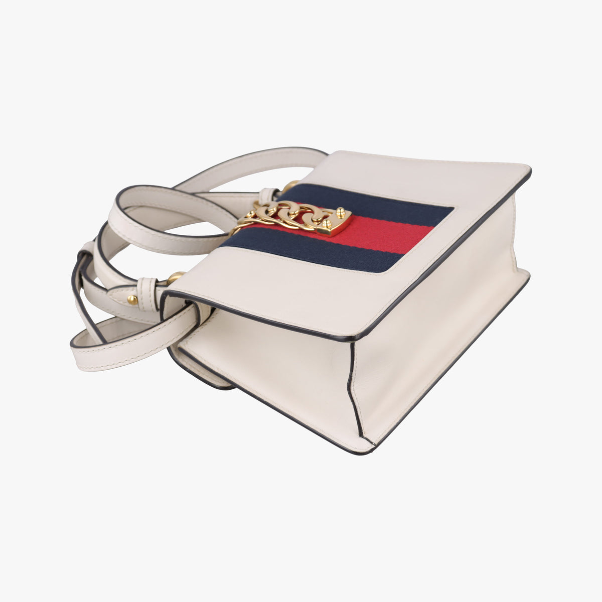 Pre-owned Gucci Sylvie Ivory×navy×red Leather 470270 shoulderbag | stylenewstar