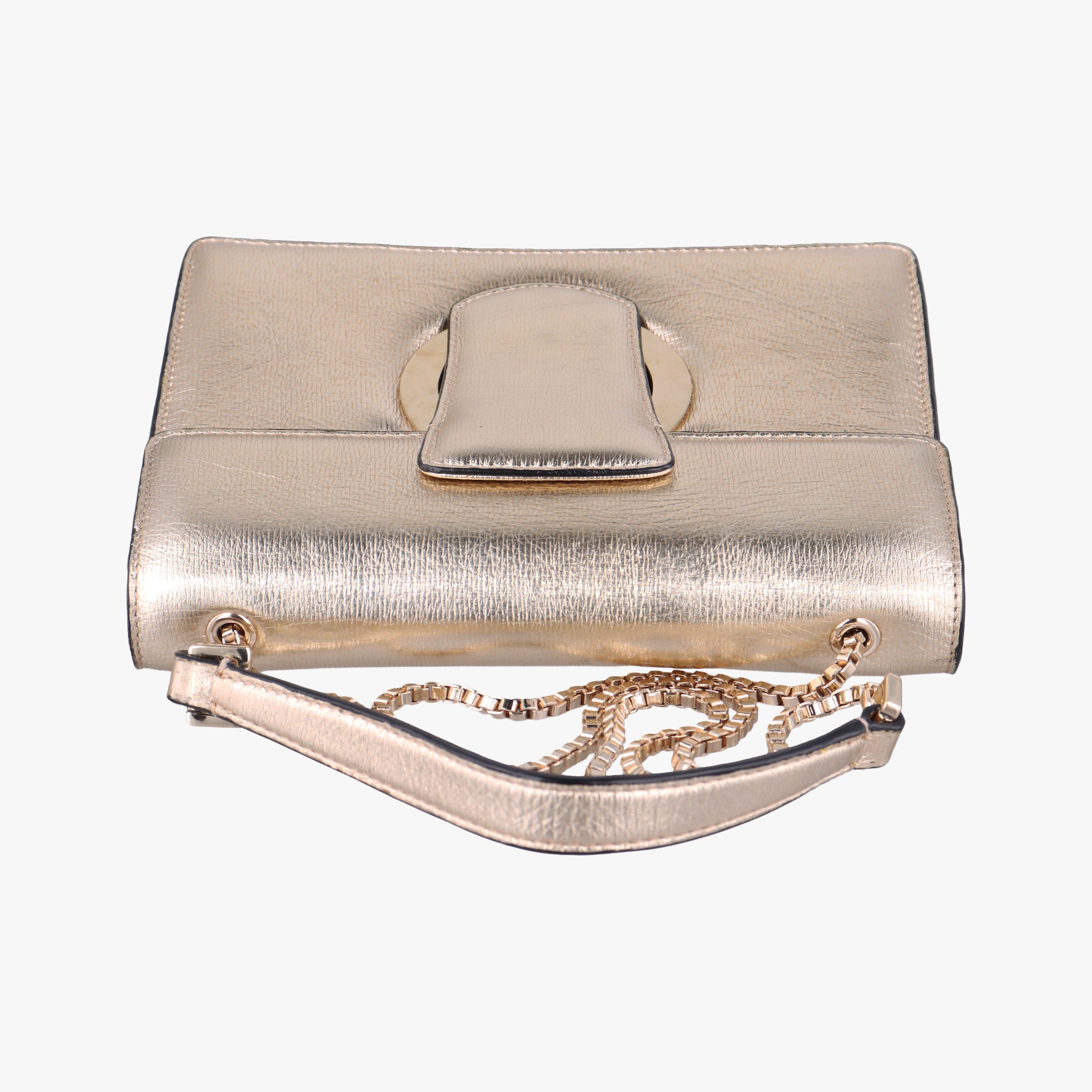 Pre-owned Ferragamo Thalia Golden Leather  shoulderbag | stylenewstar