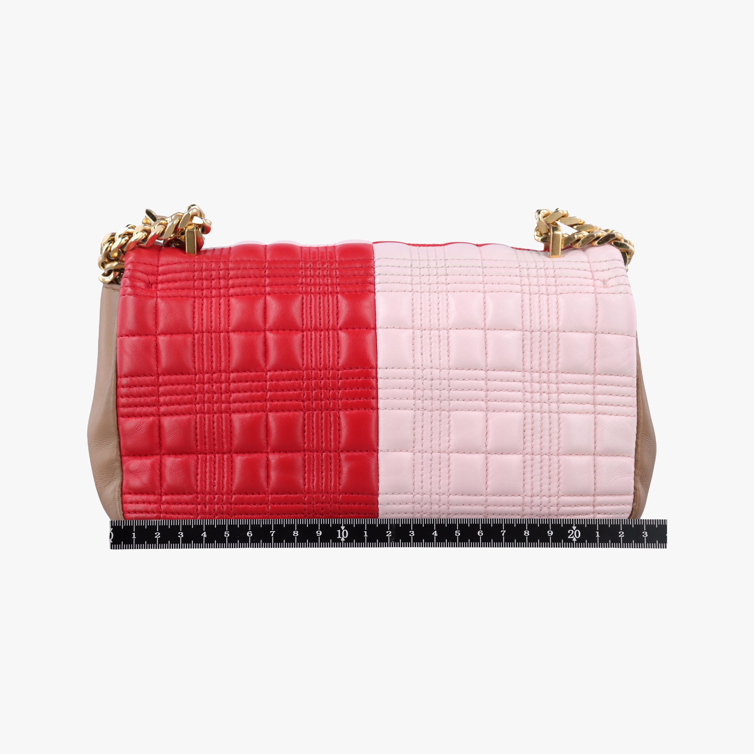 Pre-owned Burberry Lola chain TB Red×Pink×Beige Leather  shoulderbag | stylenewstar