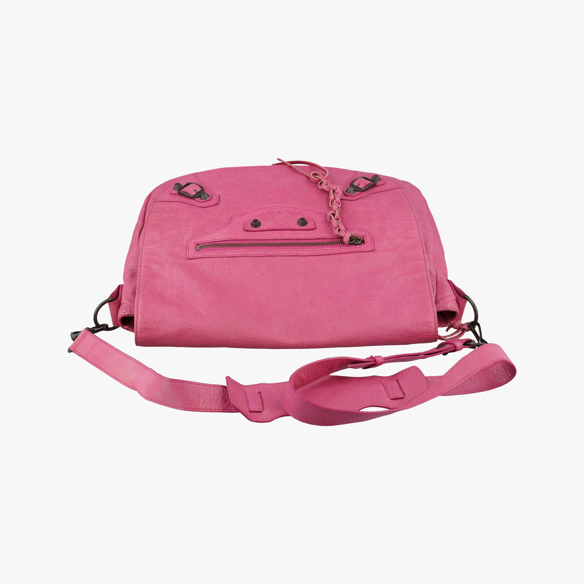 Pre-owned Balenciaga Classic Folk Messenger Pink lambskin  shoulderbag | stylenewstar