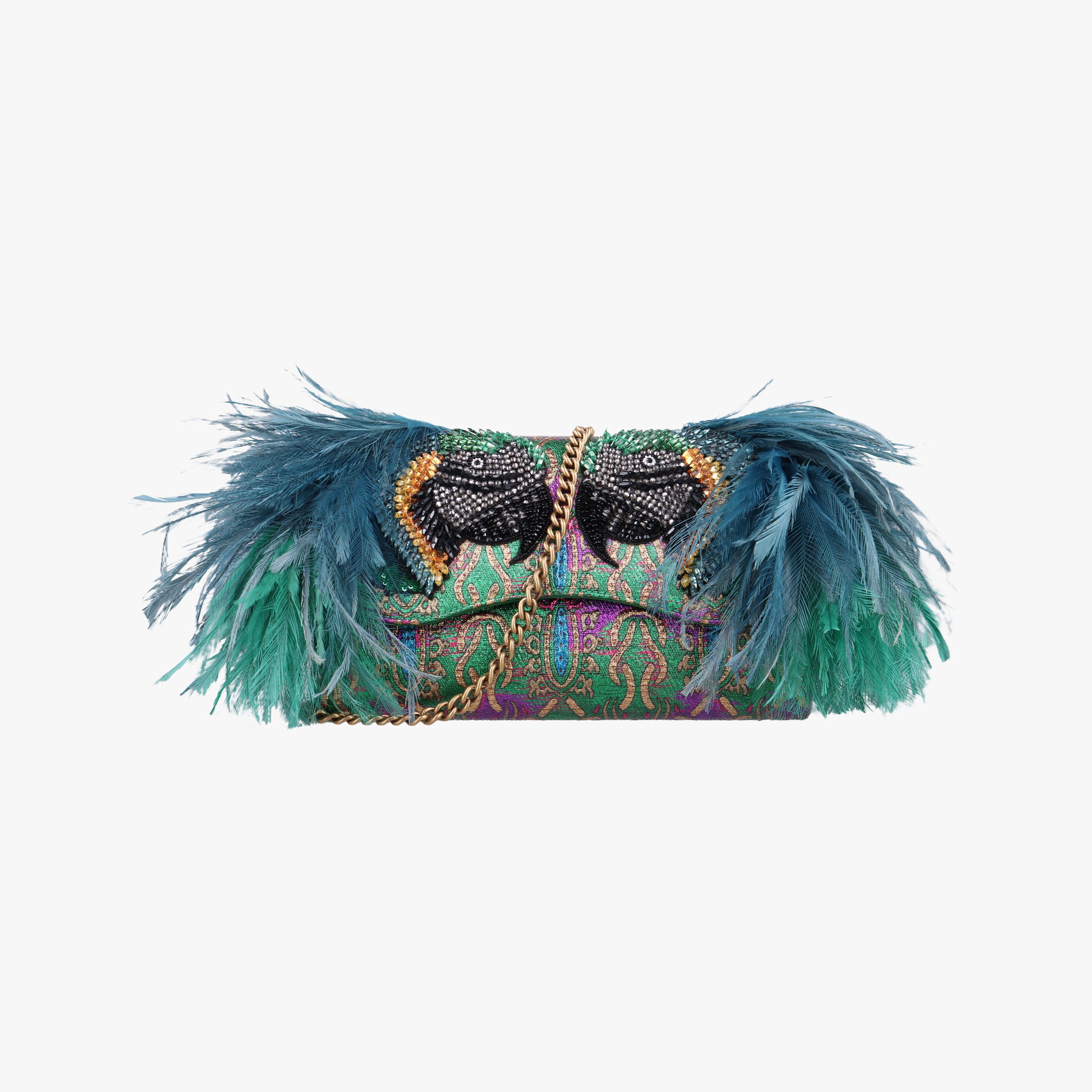 Pre-owned Gucci Brocade Broadway Green fabric 466925 shoulderbag | stylenewstar