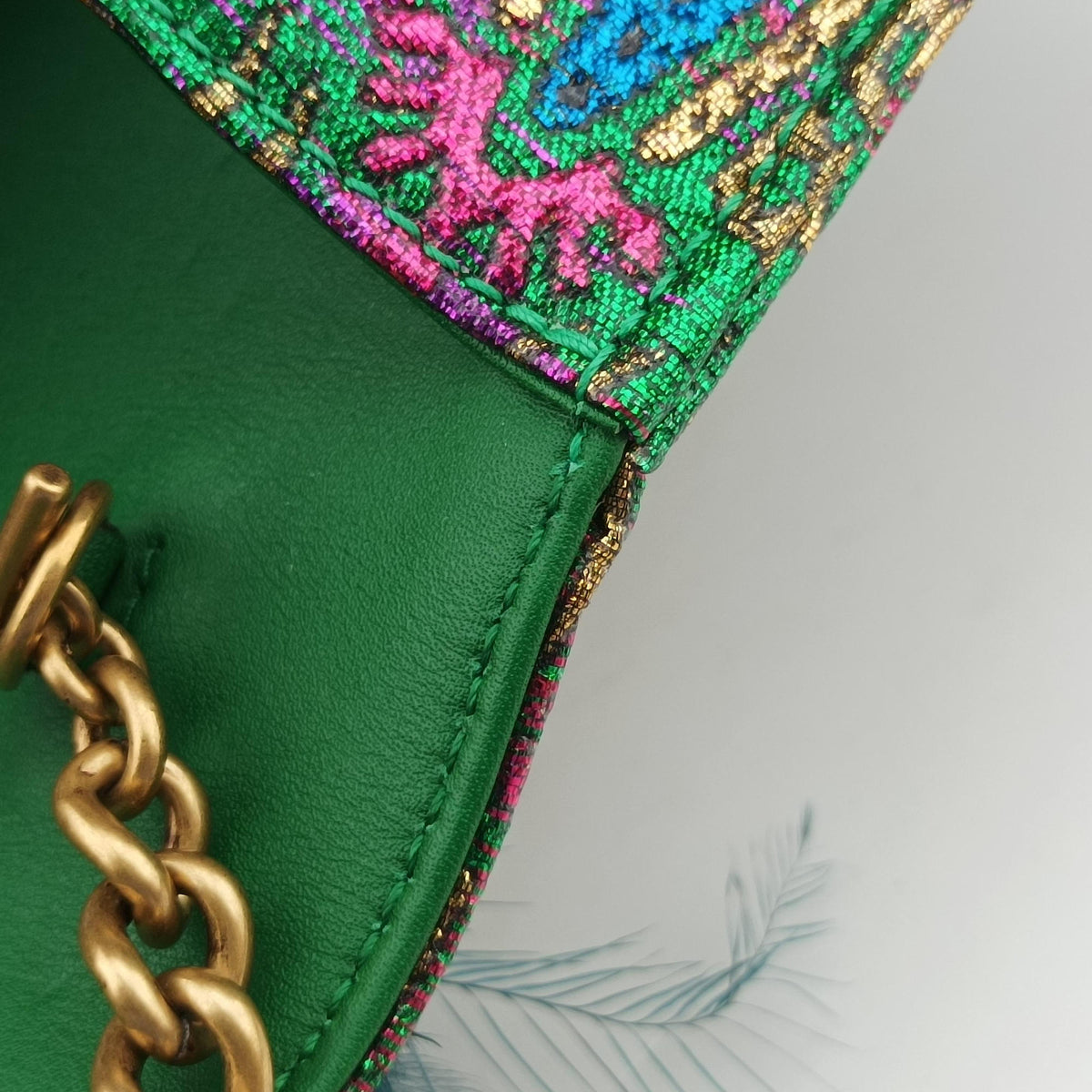 Pre-owned Gucci Brocade Broadway Green fabric 466925 shoulderbag | stylenewstar