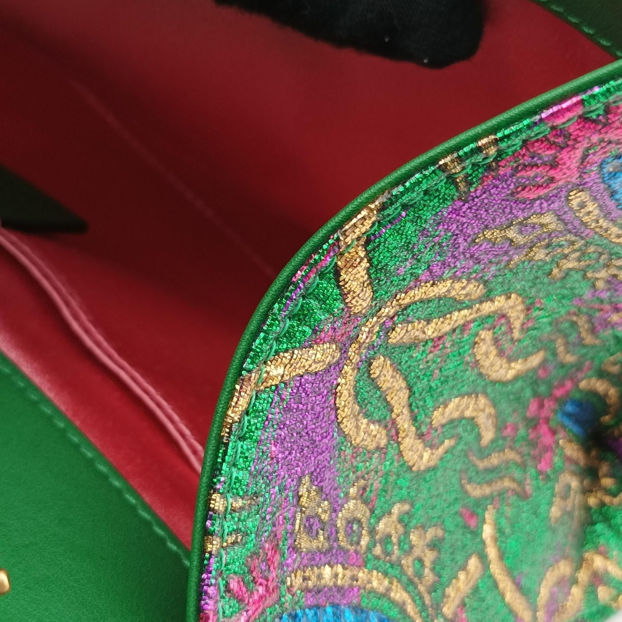 Pre-owned Gucci Brocade Broadway Green fabric 466925 shoulderbag | stylenewstar