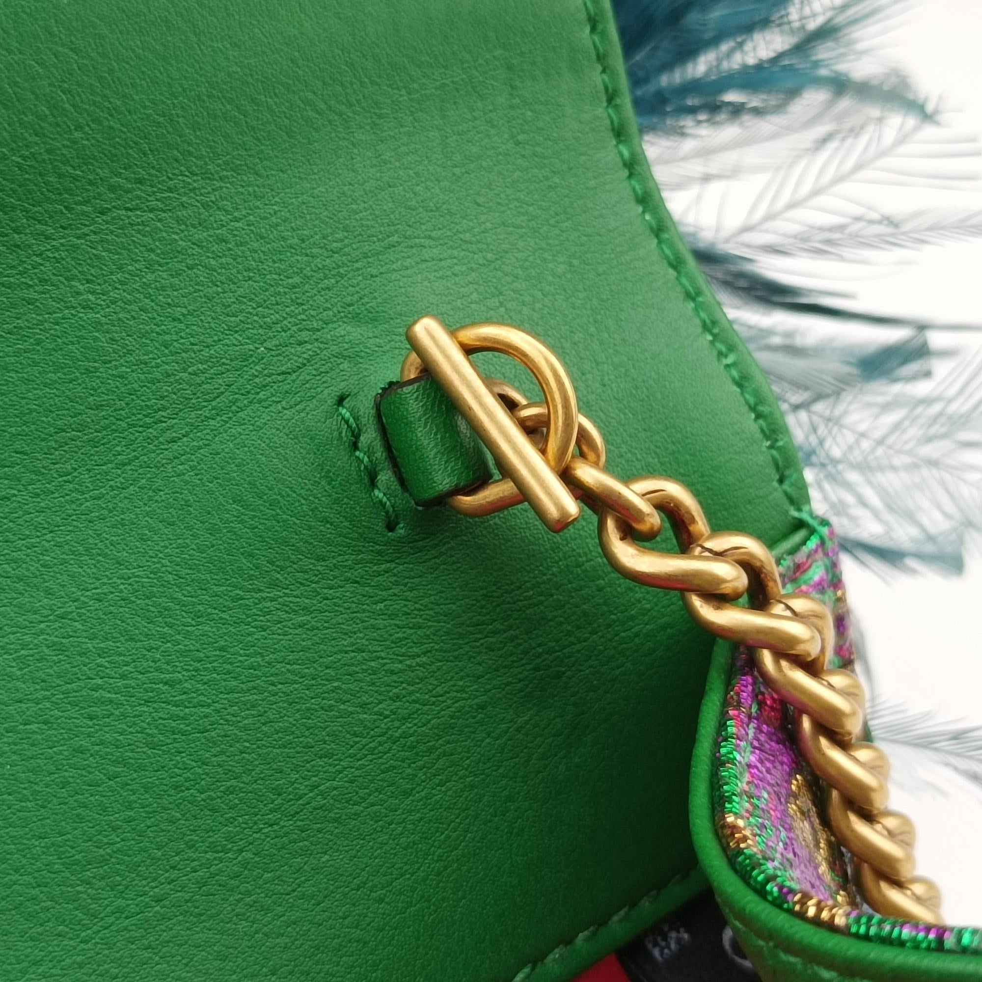 Pre-owned Gucci Brocade Broadway Green fabric 466925 shoulderbag | stylenewstar