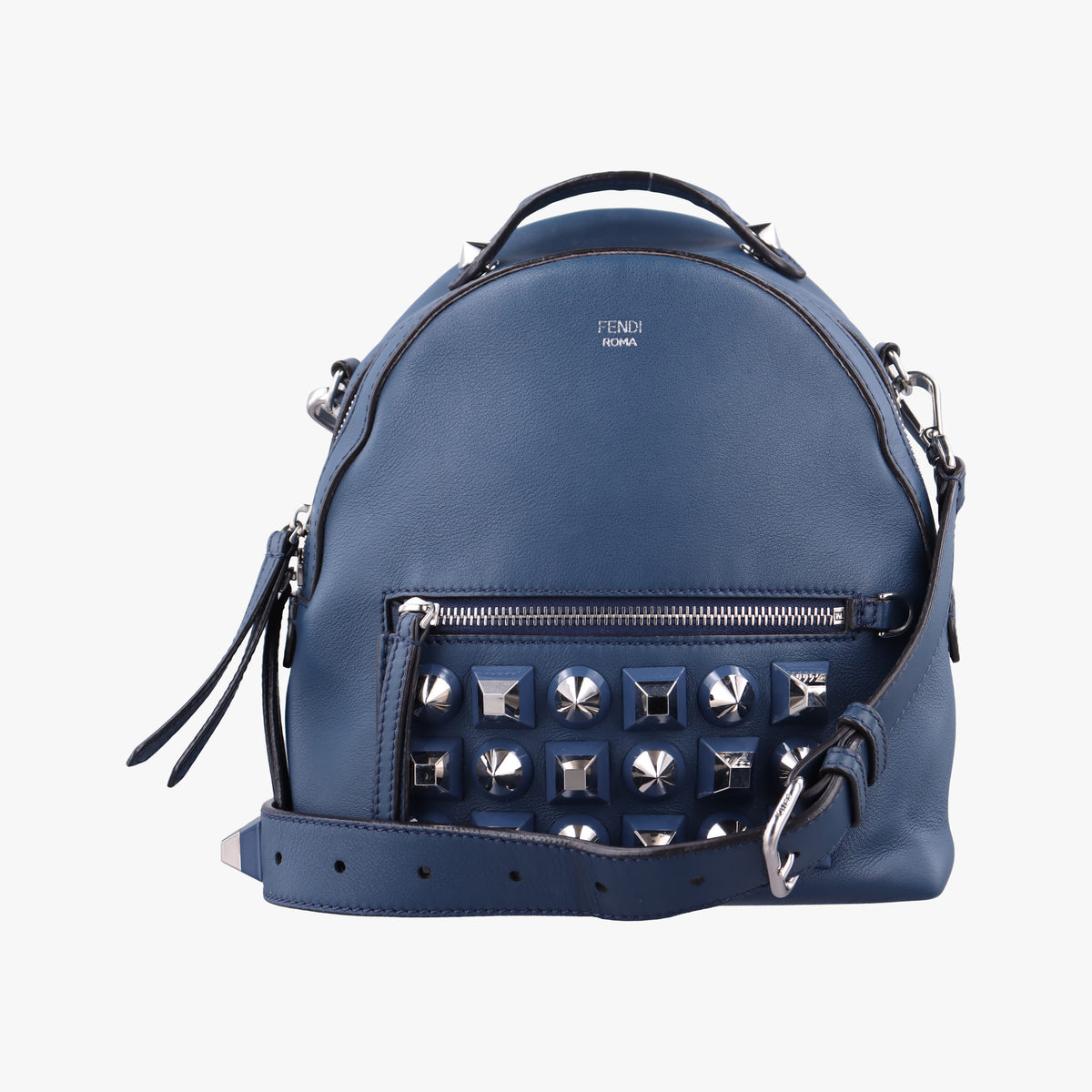 Pre-owned Fendi Studs By the Way Blue Leather 8BT281 shoulderbag | stylenewstar