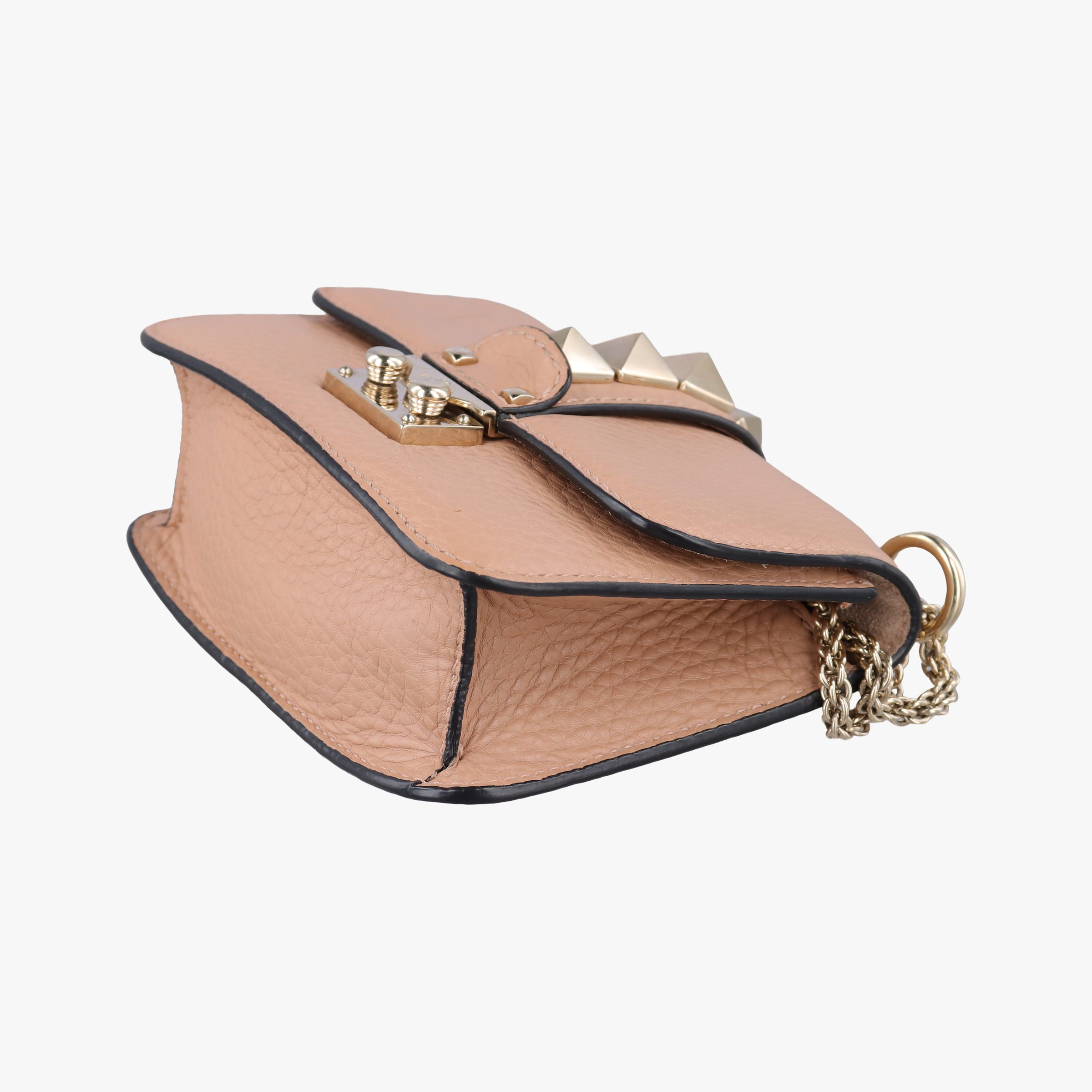 Pre-owned Valentino Rockstud Glam Lock Camel Leather  shoulderbag | stylenewstar