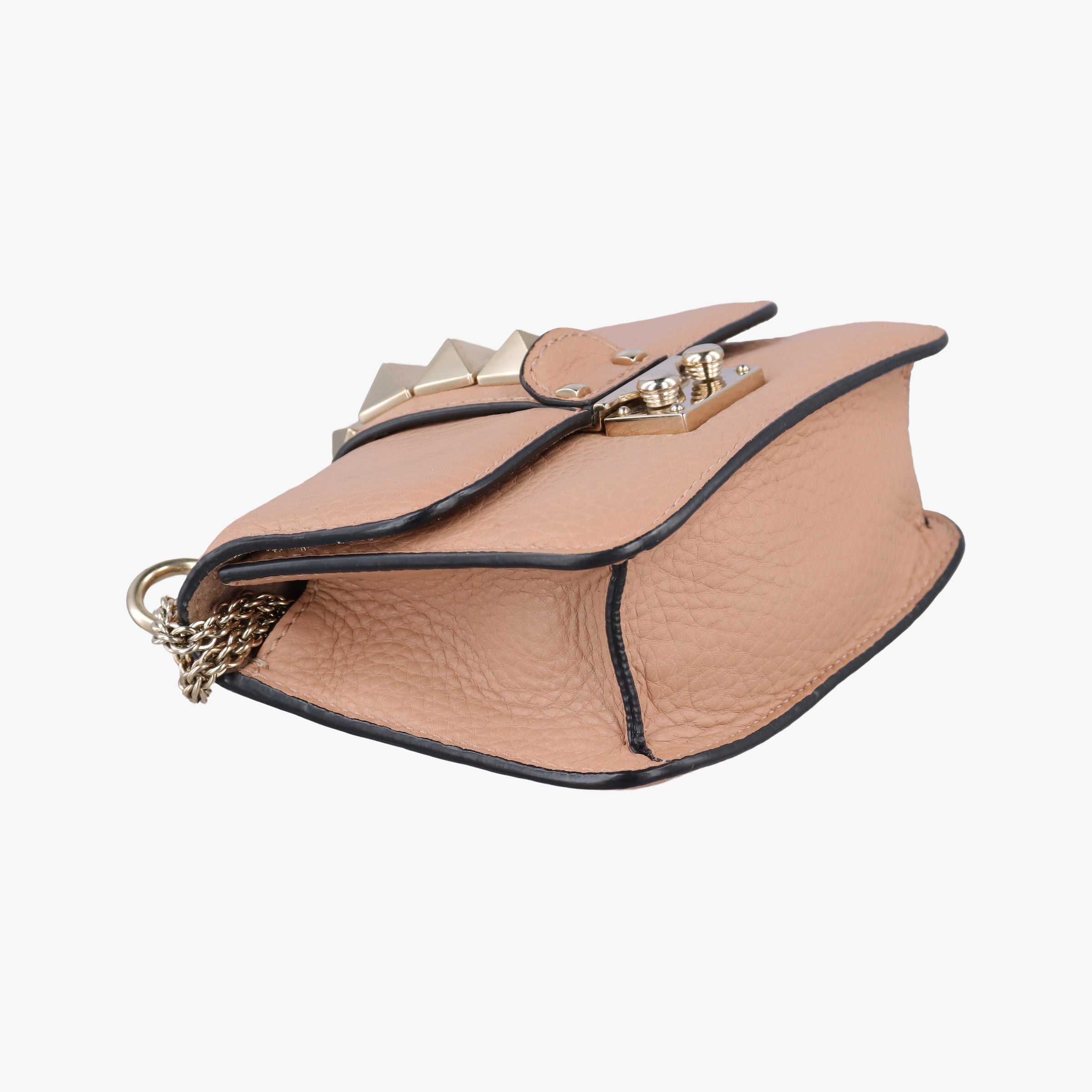 Pre-owned Valentino Rockstud Glam Lock Camel Leather  shoulderbag | stylenewstar