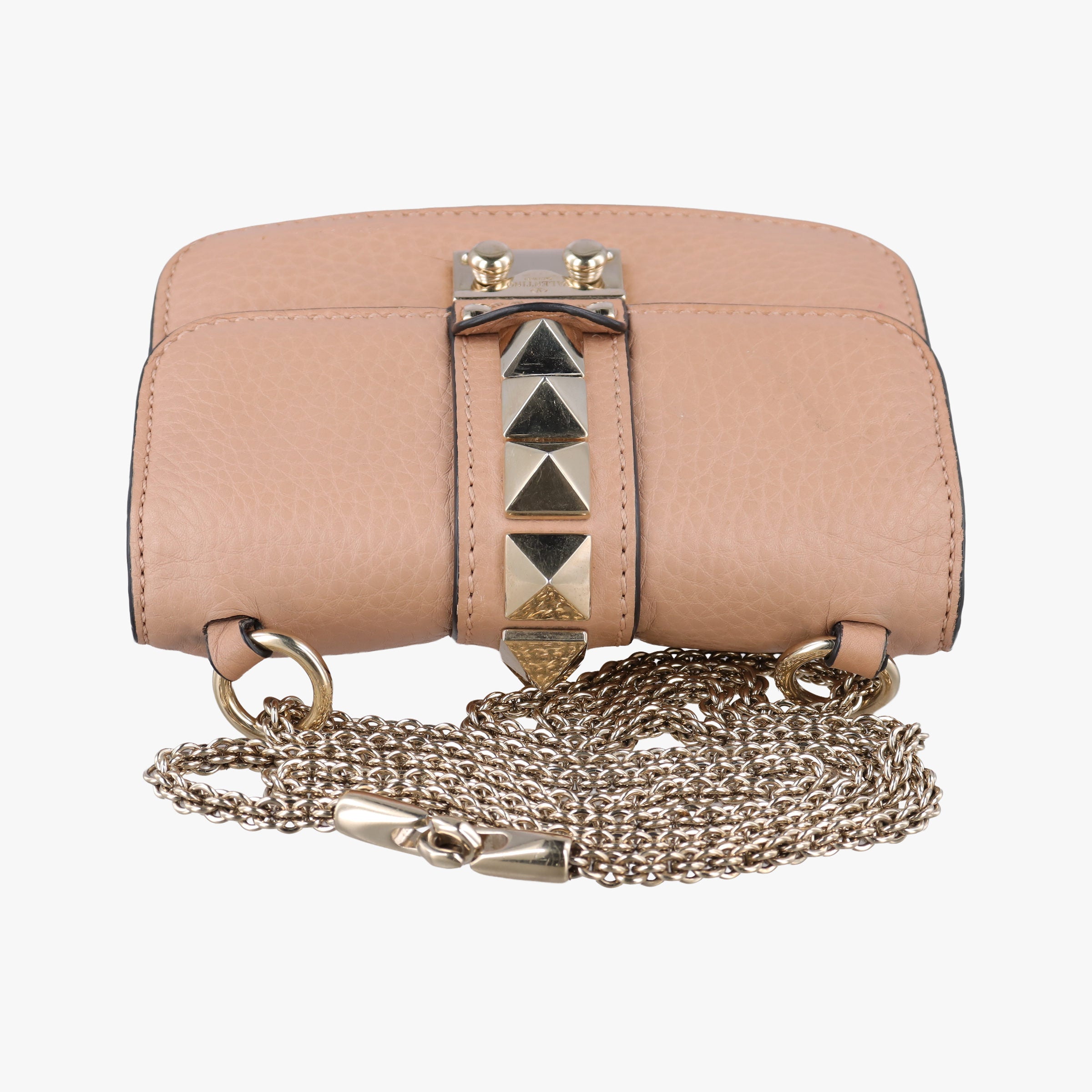 Pre-owned Valentino Rockstud Glam Lock Camel Leather  shoulderbag | stylenewstar