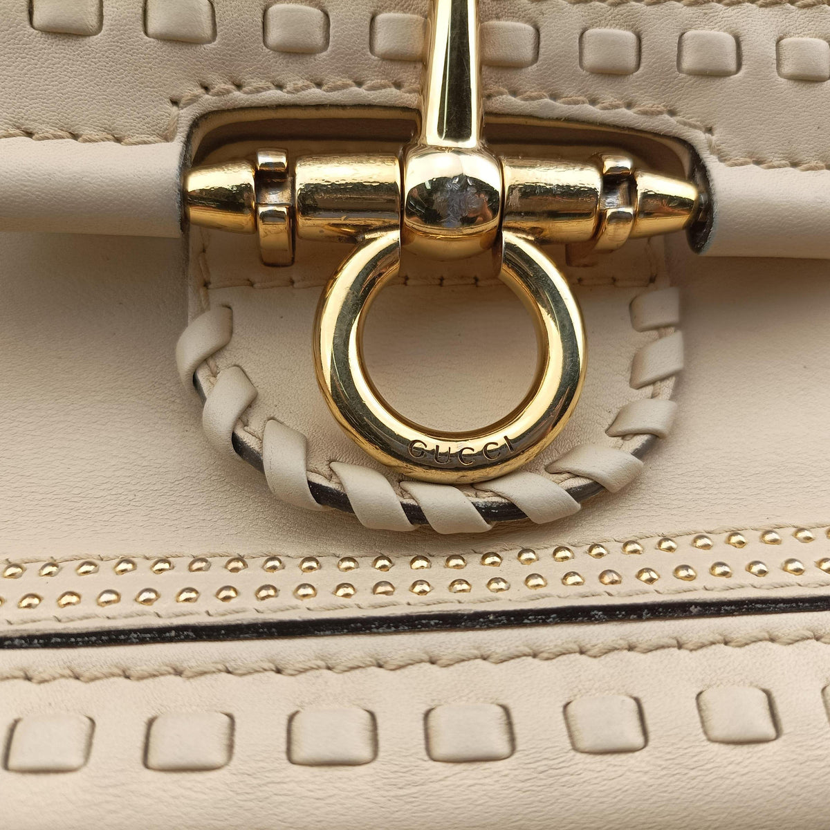 Pre-owned Gucci Snaffle Bit Beige Leather 263955 shoulderbag | stylenewstar
