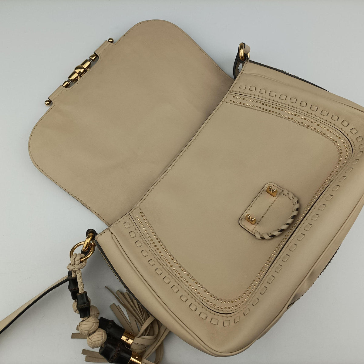 Pre-owned Gucci Snaffle Bit Beige Leather 263955 shoulderbag | stylenewstar
