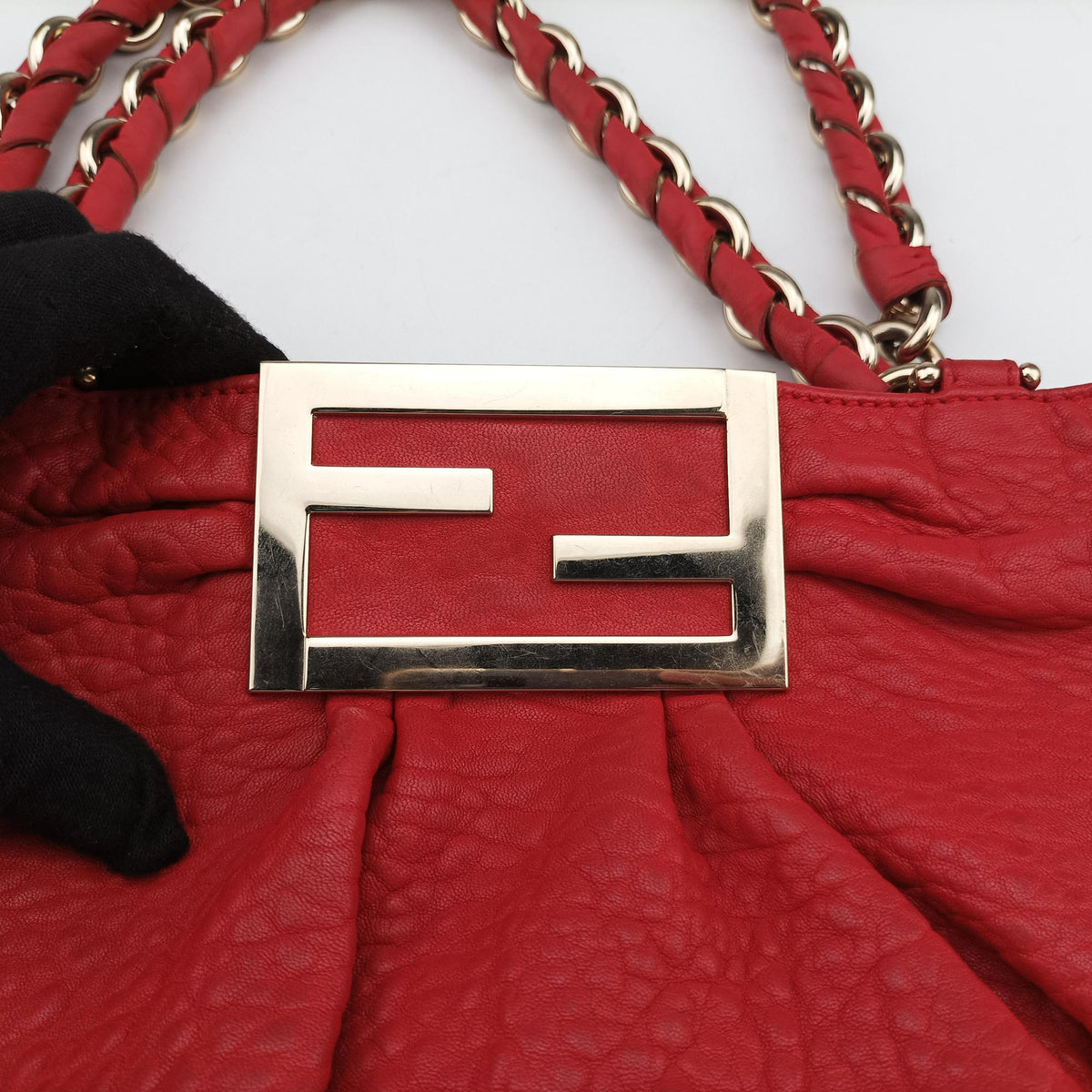 Pre-owned Fendi Mia Red Leather 8BR616 handbag | stylenewstar