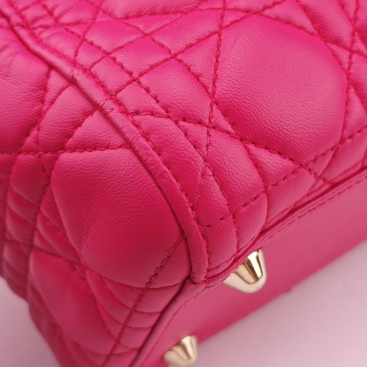 Vintage Christian Dior Lady dior Rose Lambskin  handbag | stylenewstar
