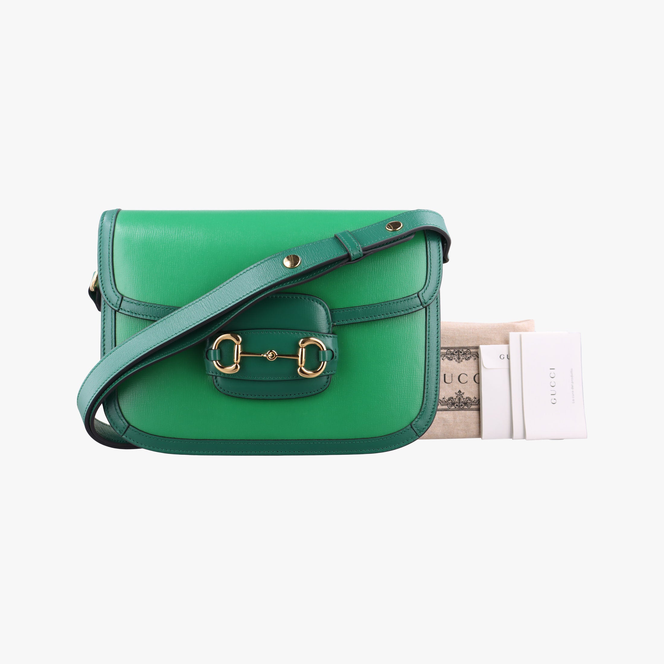 Pre-owned Gucci Horsebit 1955 Green Leather 602204 shoulderbag | stylenewstar