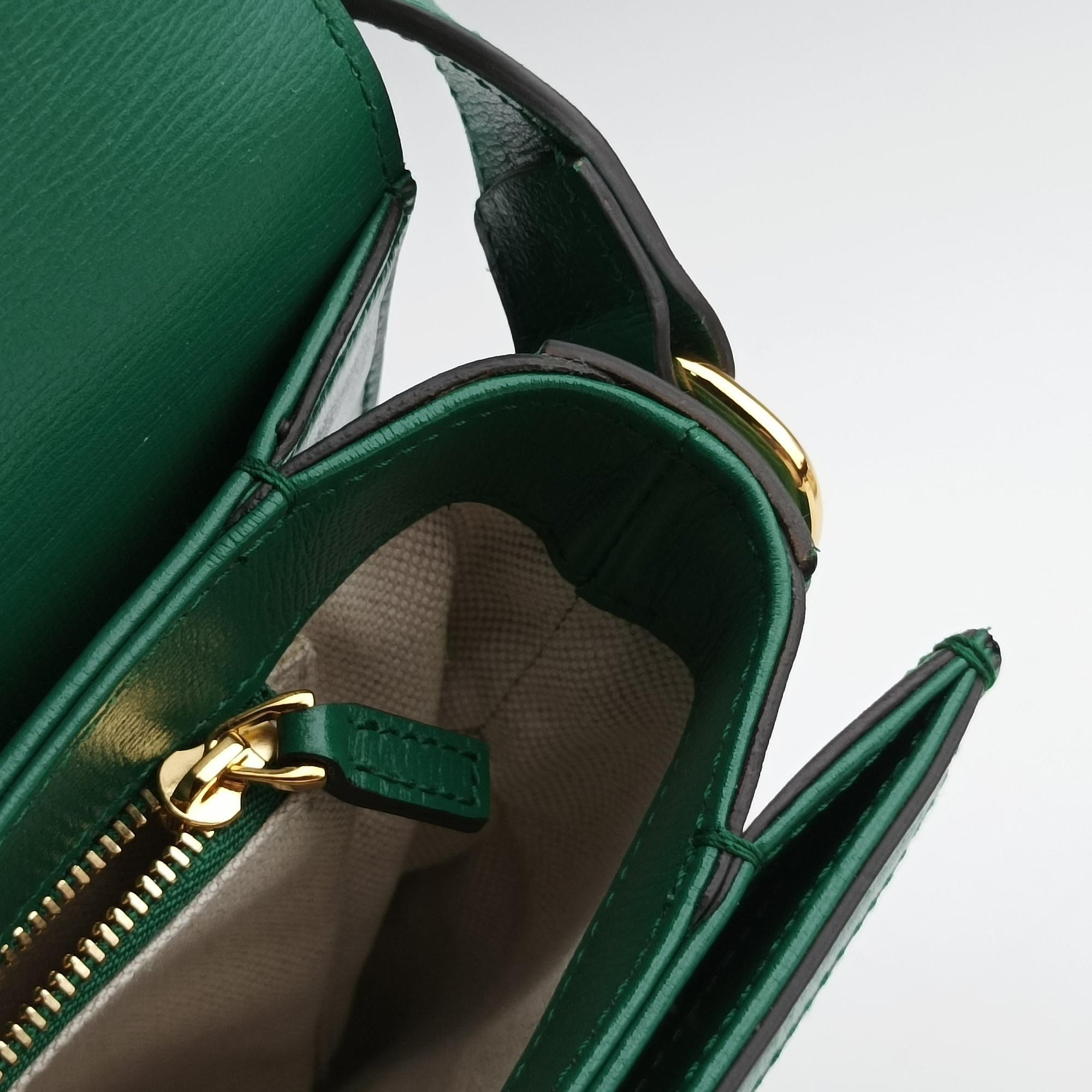 Pre-owned Gucci Horsebit 1955 Green Leather 602204 shoulderbag | stylenewstar