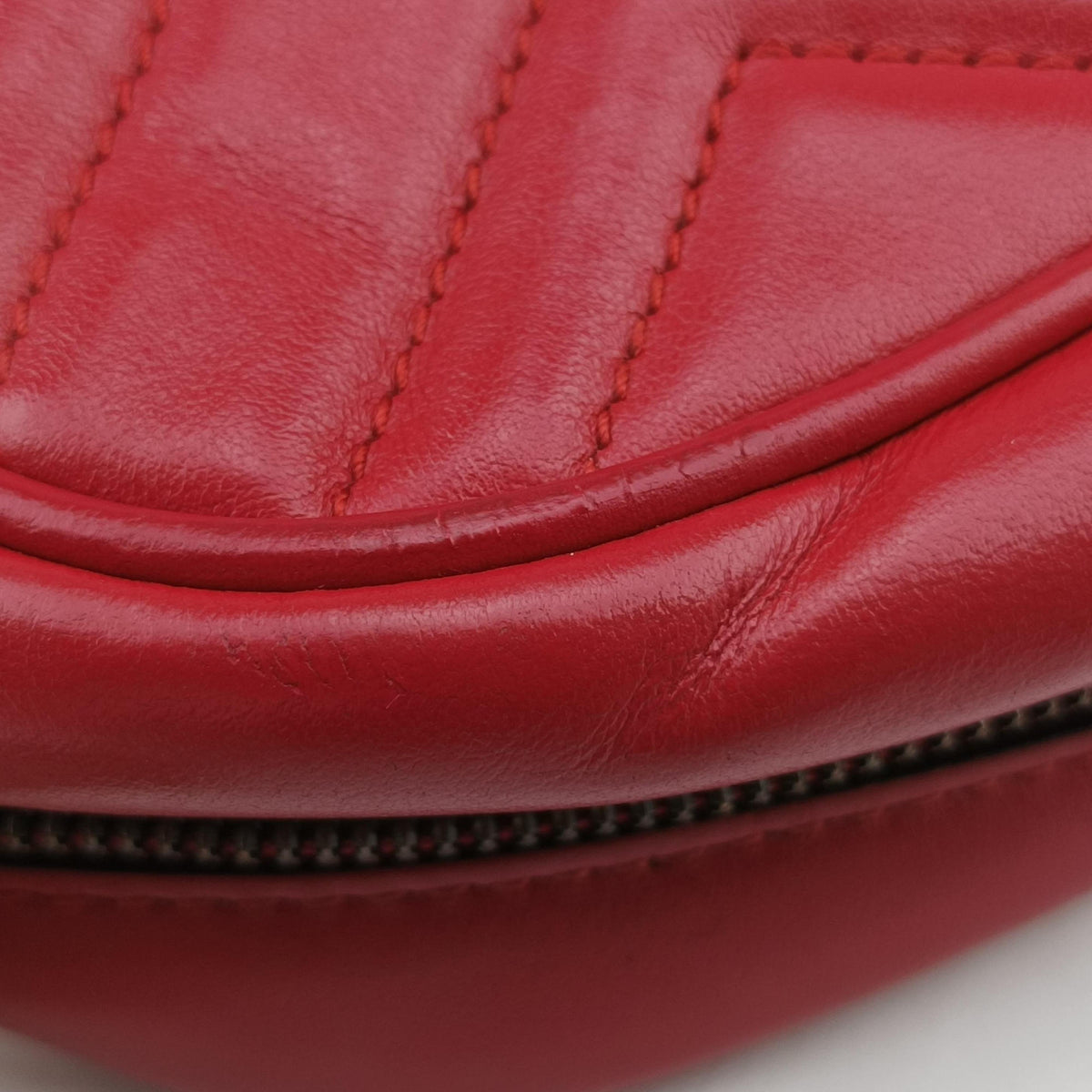 Pre-owned Gucci GG Marmont Red Leather 447632 shoulderbag | stylenewstar