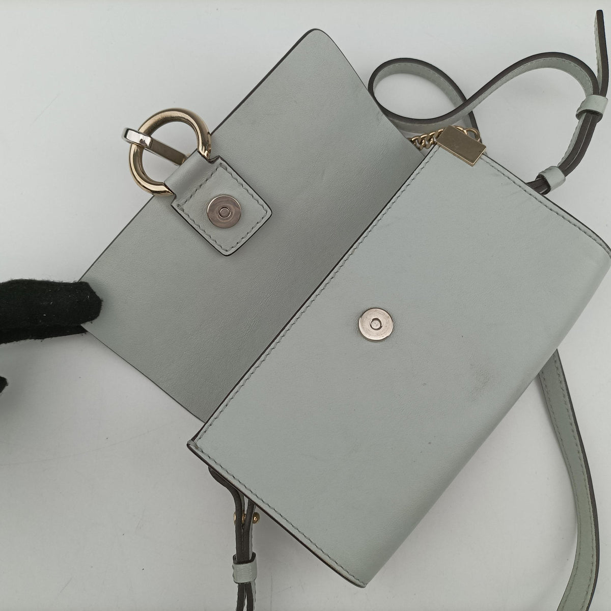 Pre-owned Chloe FAYE Blue×Grey Leather × suede  shoulderbag | stylenewstar