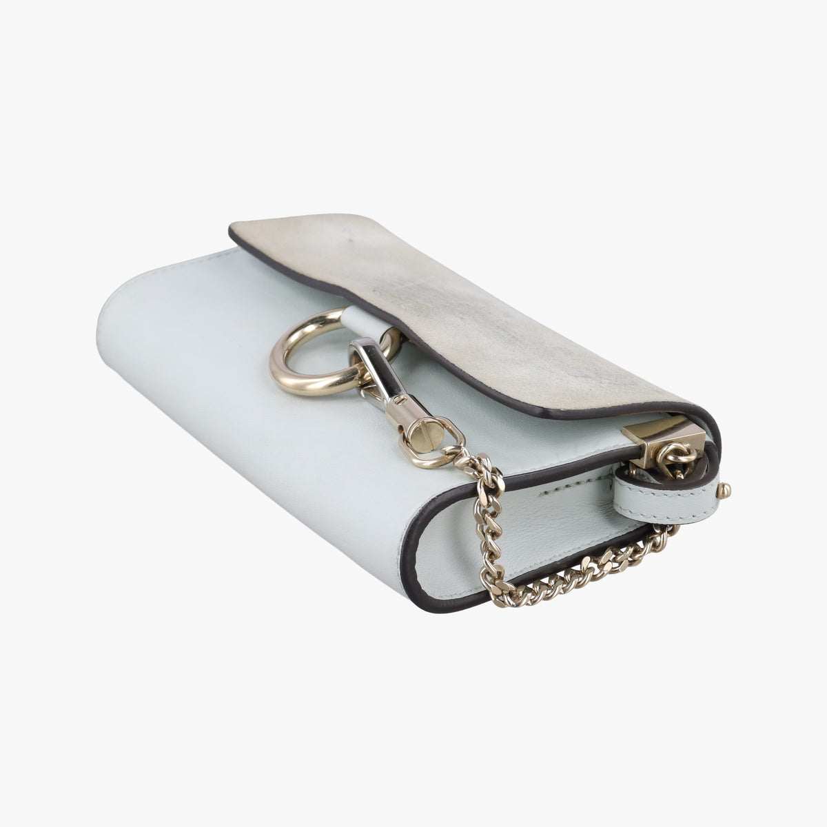 Pre-owned Chloe FAYE Blue×Grey Leather × suede  shoulderbag | stylenewstar