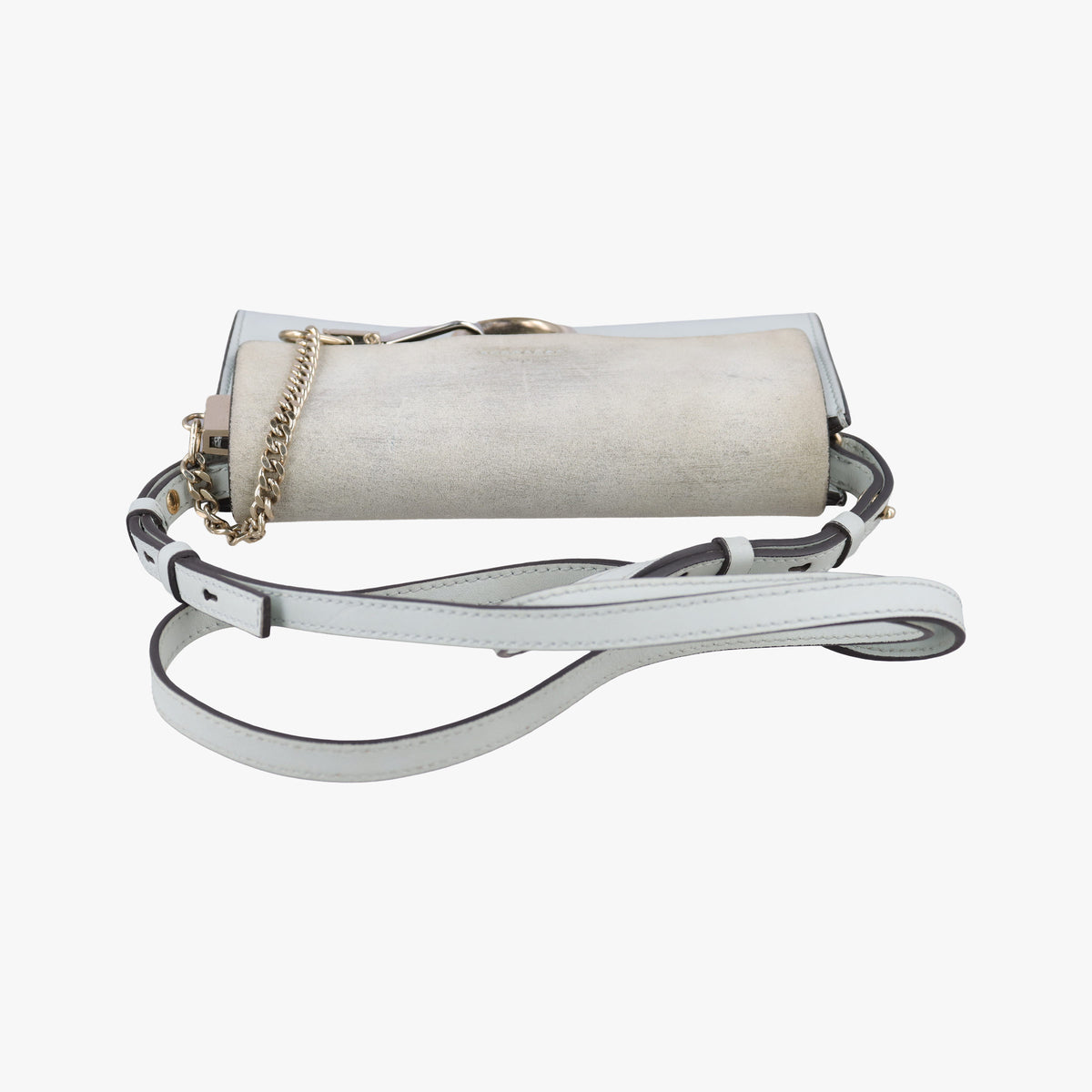 Pre-owned Chloe FAYE Blue×Grey Leather × suede  shoulderbag | stylenewstar