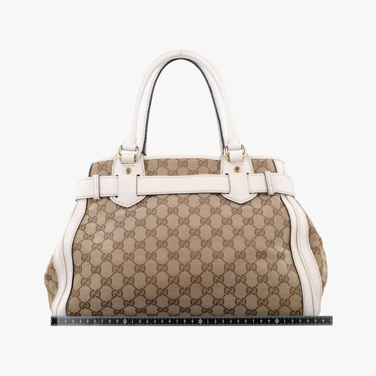 Pre-owned Gucci GG Running White×Beige Canvas×Leather 247183 handbag | stylenewstar