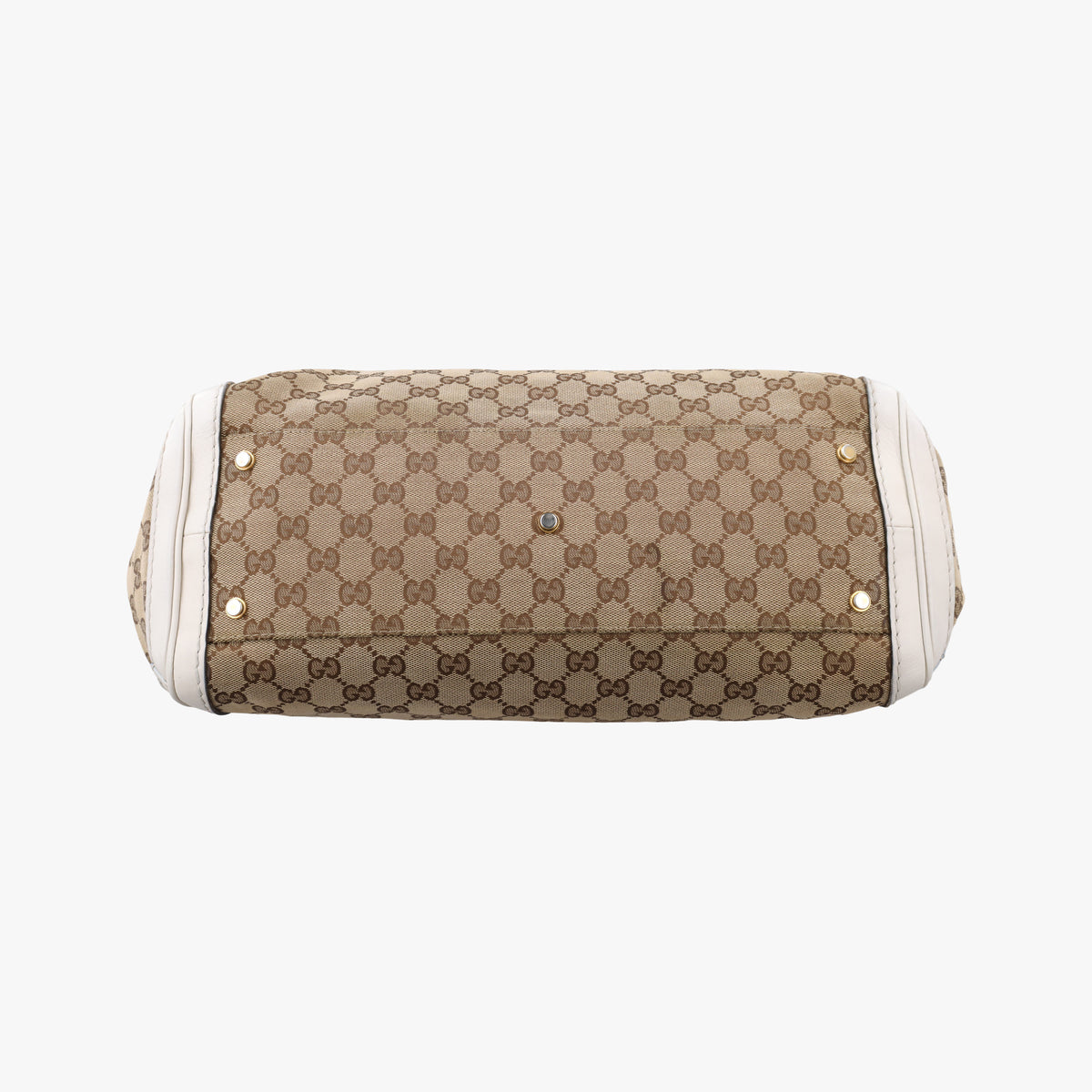 Pre-owned Gucci GG Running White×Beige Canvas×Leather 247183 handbag | stylenewstar