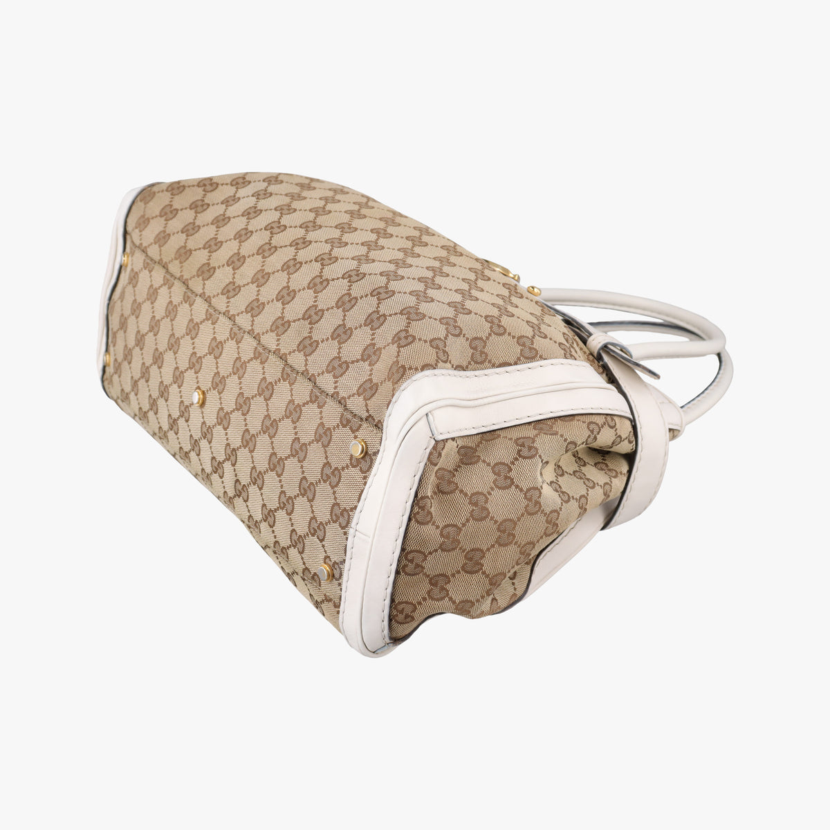 Pre-owned Gucci GG Running White×Beige Canvas×Leather 247183 handbag | stylenewstar
