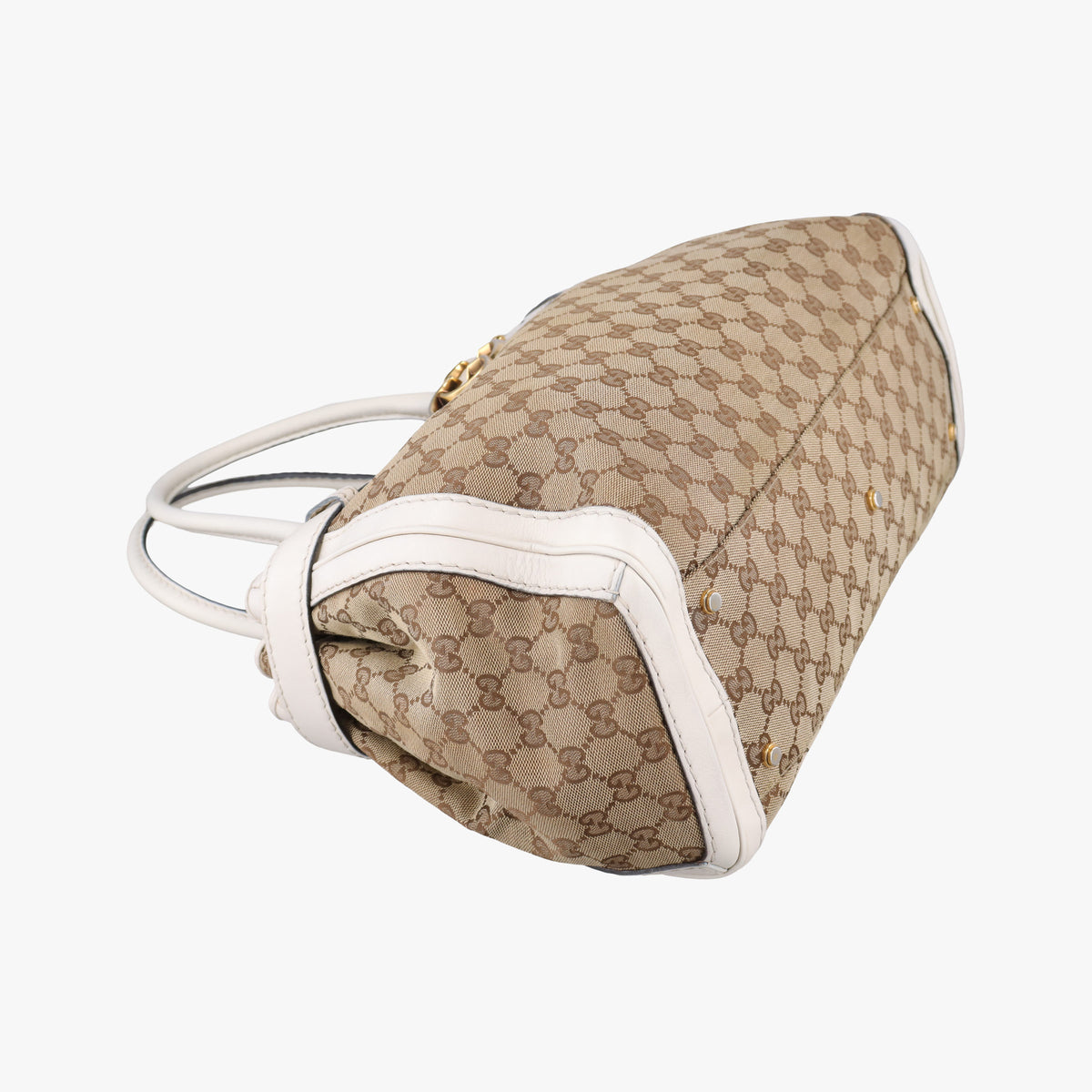 Pre-owned Gucci GG Running White×Beige Canvas×Leather 247183 handbag | stylenewstar