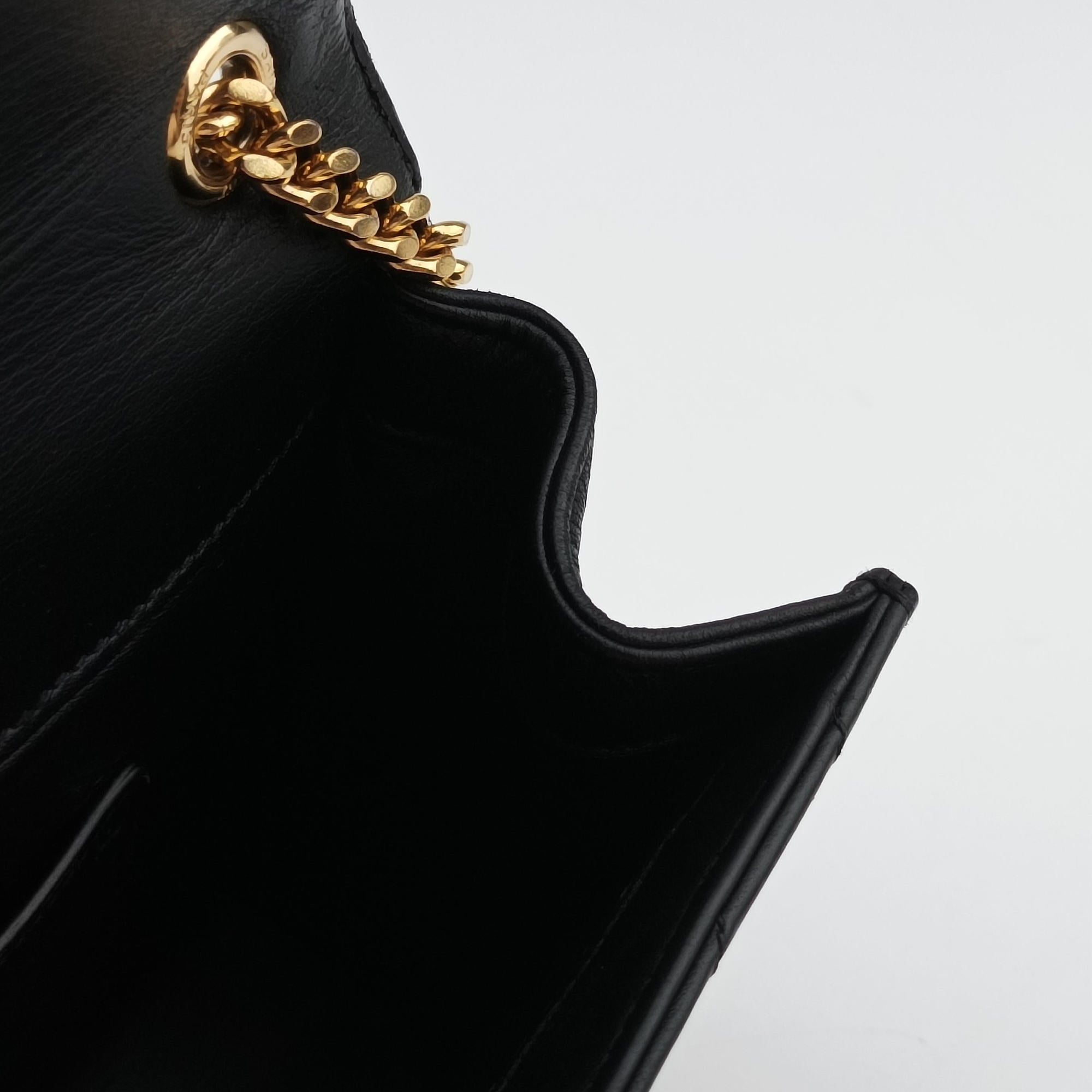 Pre-owned Yves Saint Laurent Monogram Envelope Black Leather 396909 shoulderbag | stylenewstar