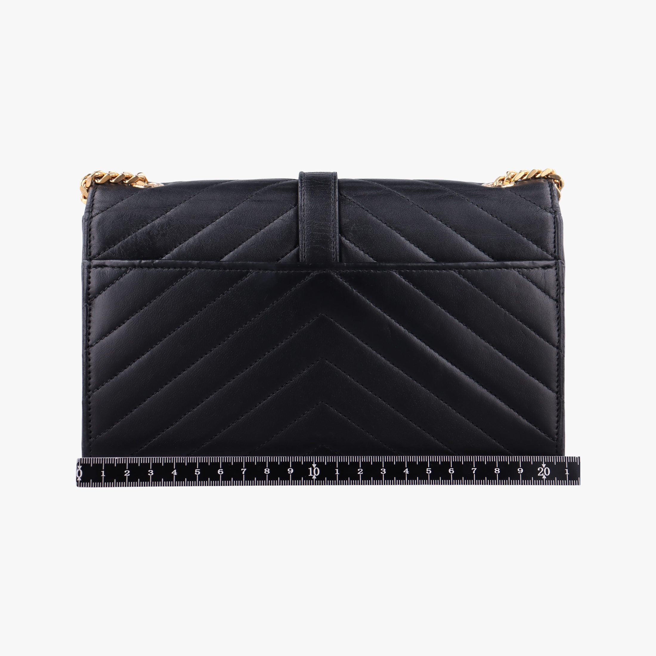 Pre-owned Yves Saint Laurent Monogram Envelope Black Leather 396909 shoulderbag | stylenewstar
